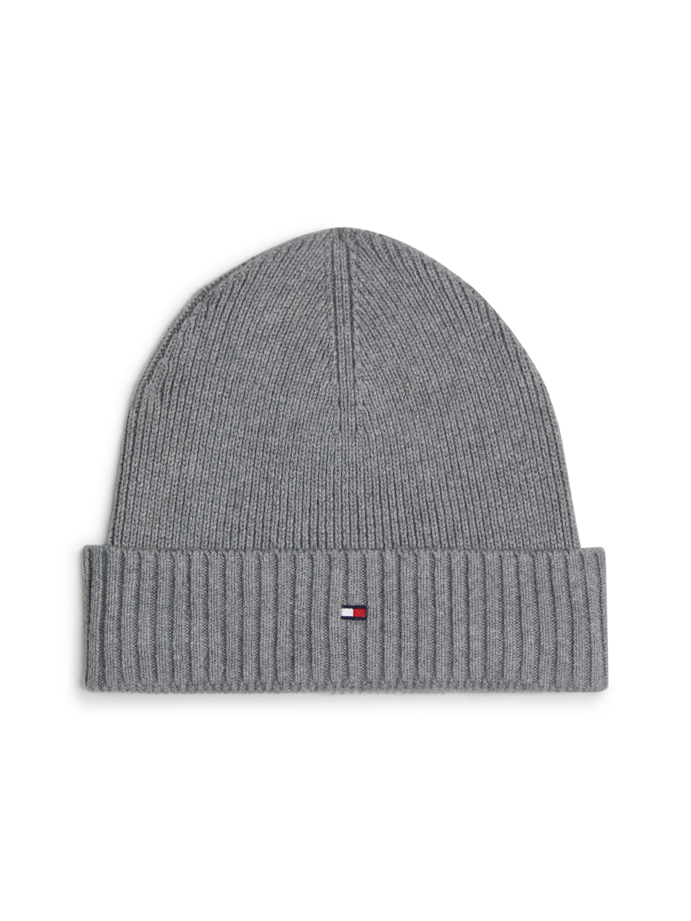 Tommy Hilfiger Strickmütze »TH FLAG PIMA COTTON BEANIE« Beanie mit Logostickerei, mit Kaschmiranteil Unisex