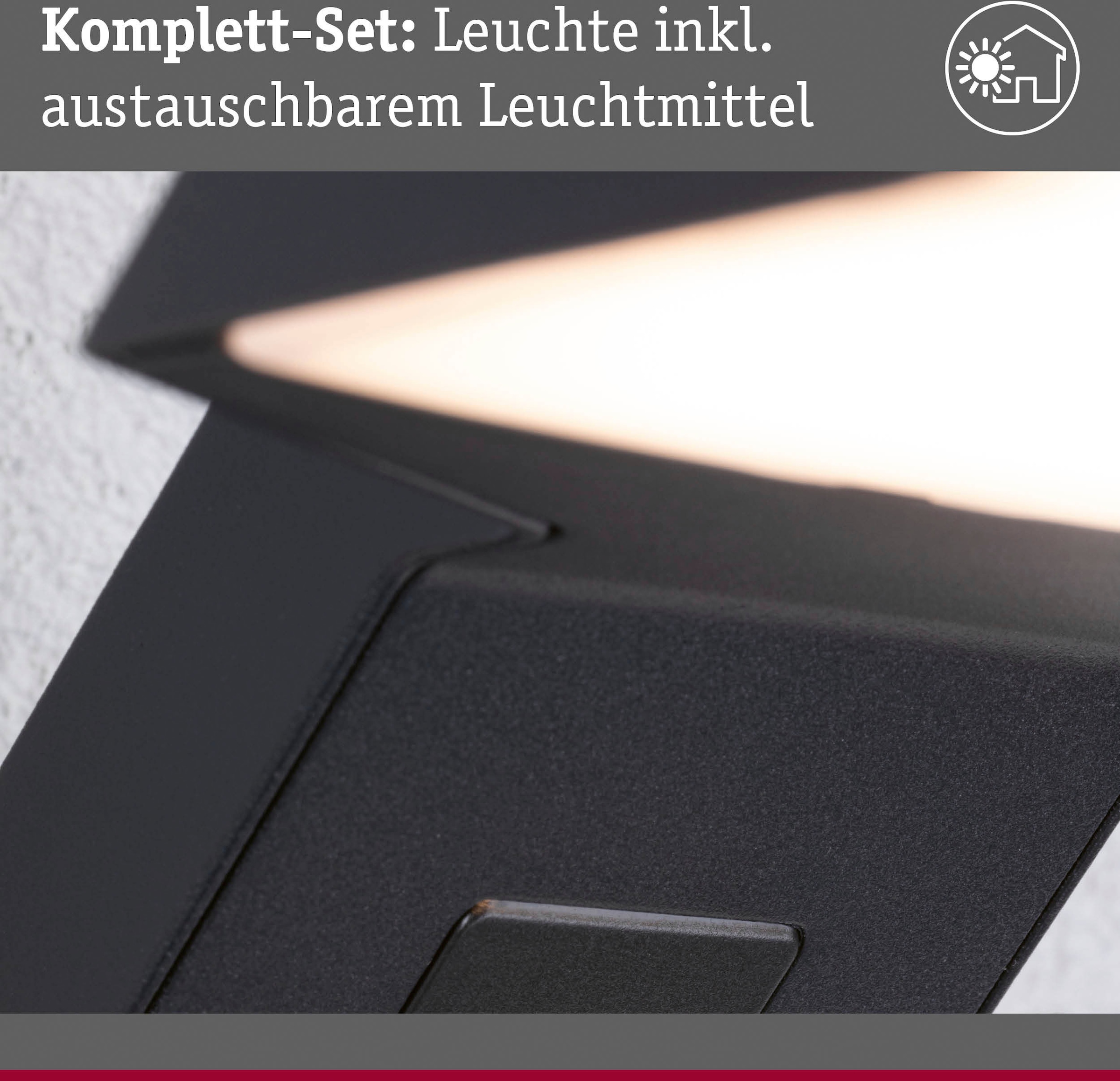 Paulmann LED Außen-Wandleuchte »Zenera 230V anthrazit 2.200 - 3.000 K«, 1 flammig, insektenfreundlich und seewasserresistent