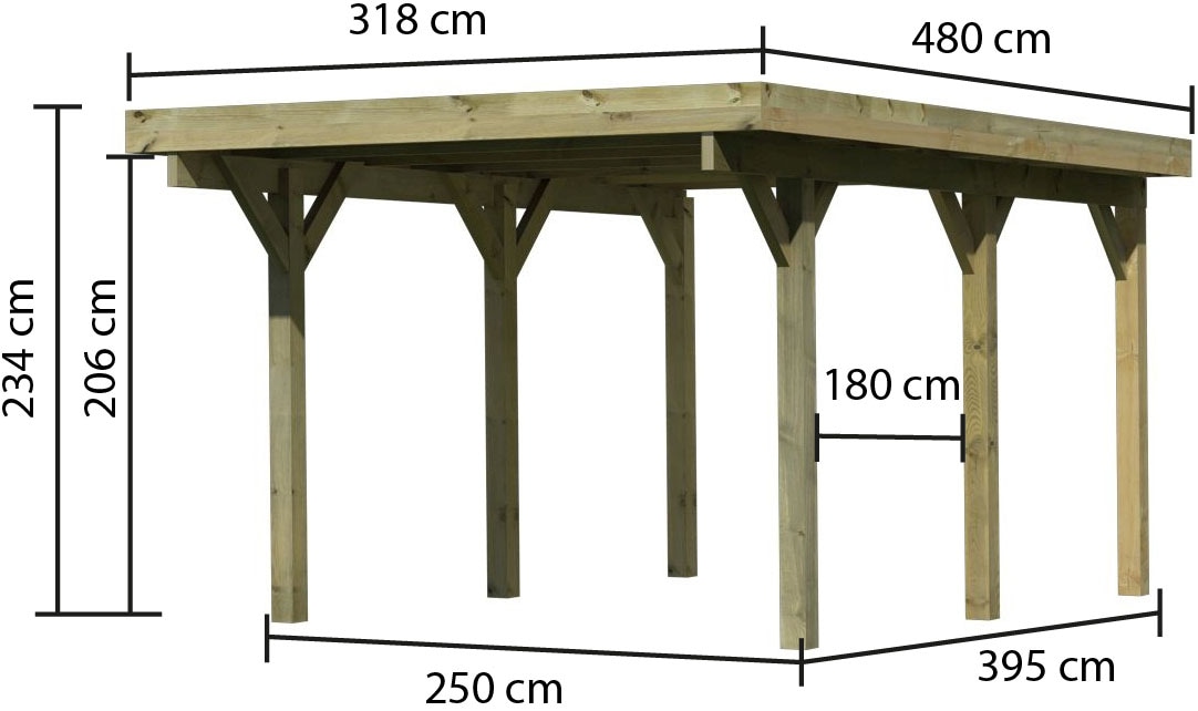 Karibu Einzelcarport »Classic Grundpaket Stahl , kesseldruckimprägniert« Massivholz 250 cm KDI aus Masivholz