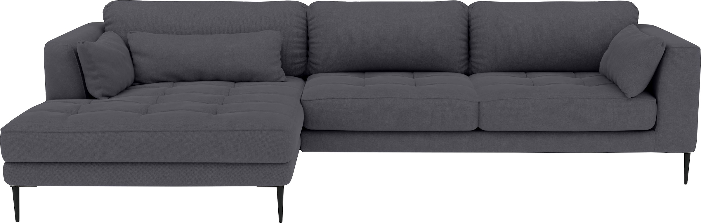 TRENDMANUFAKTUR Ecksofa »Luzi, wahlweise mit Schlaffunktion und Bettkasten bestellbar, L-Form«, Designsofa mit tollem Sitzkomfort, Metallfüße schwarz, Breite 280 cm