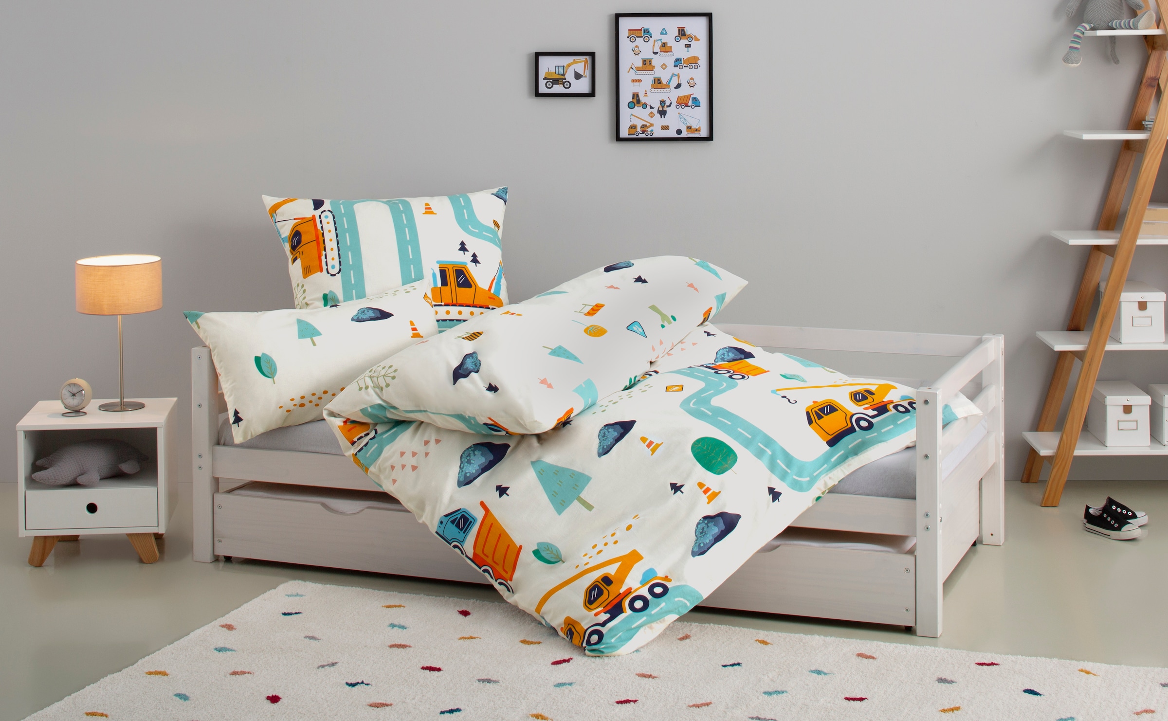 Lüttenhütt Kinderbettwäsche »CUDDLEE«, in vielen Designs: Dino,Einhorn,Weltraum,Baustelle,Herz,Trecker,Safari