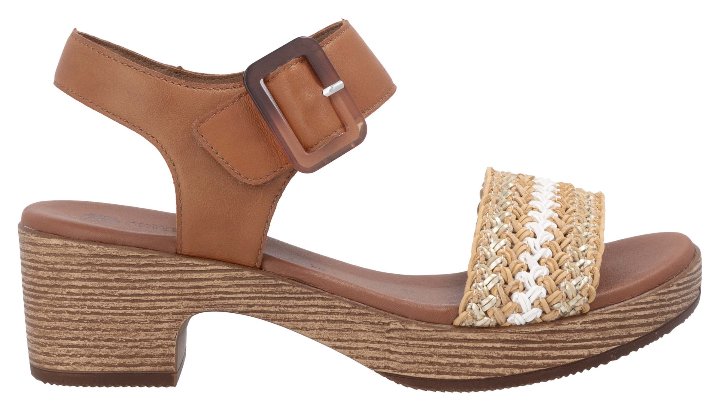 Remonte Sandalette, Blockabsatz, Plateau, Sandale, Sommerschuh mit Bandage in Bastoptik