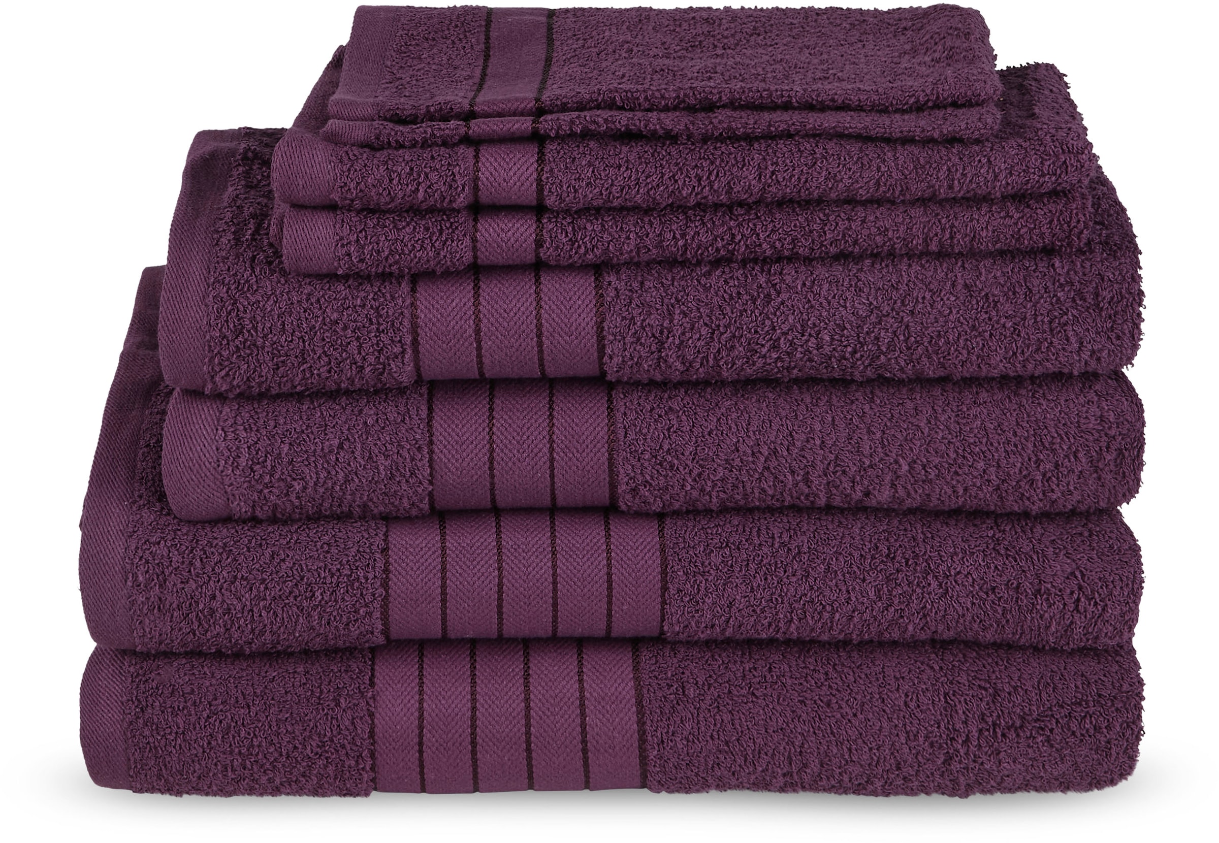 good morning Handtuch Set »Uni«, (Set, 8 St., 2 Stück 70x140 cm-2 Stück 50x100 cm-2 Stück 30x50 cm-2 Stück 16x21 cm), Baumwolle, Walkfrottee, Bordüre, 500 GSM, Einfarbig, ohne Aufhängung