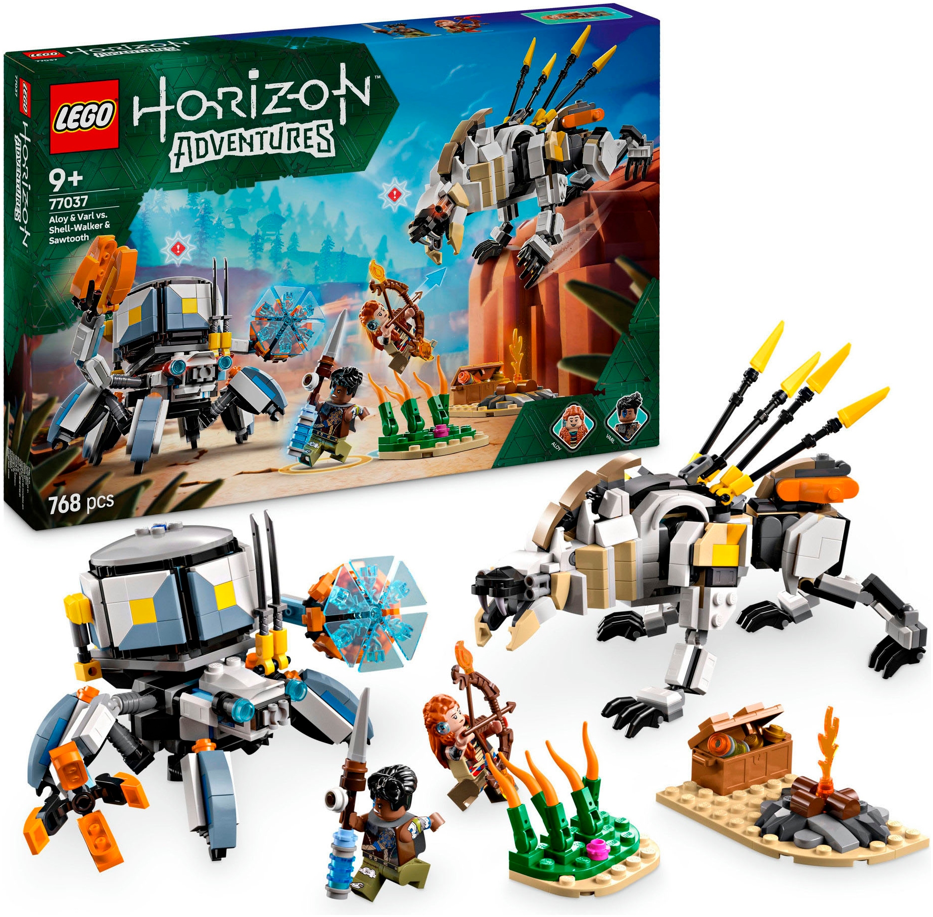 LEGO® Konstruktionsspielsteine »Aloy und Varl vs. Panzerwanderer und Sägezahn (77037), LEGO®...