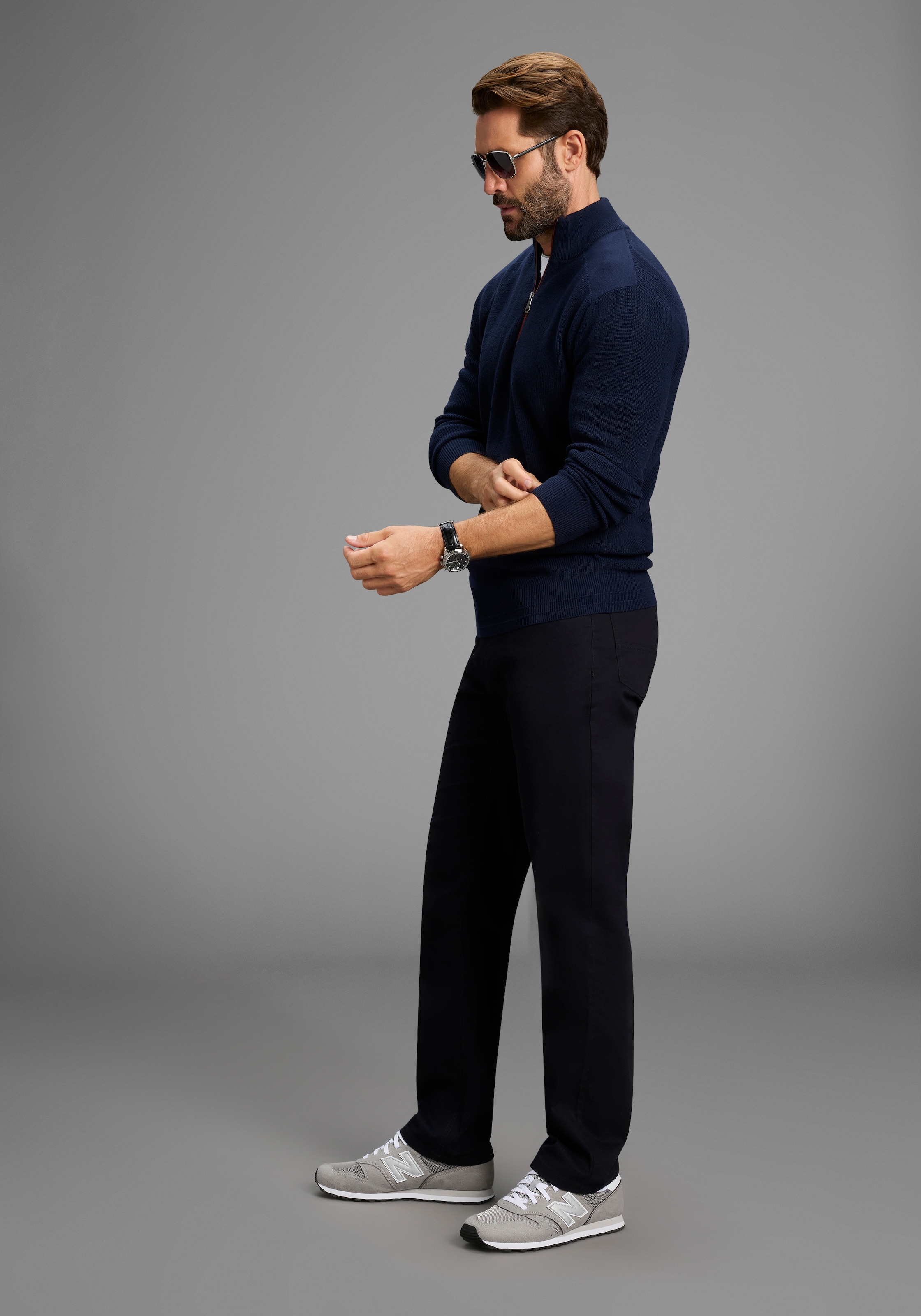 Man's World Troyer »Neue Kollektion ! Highlight kontrastfarbener Reißverschluss!« Feinstrick Rippe, ideal für die Übergangszeit