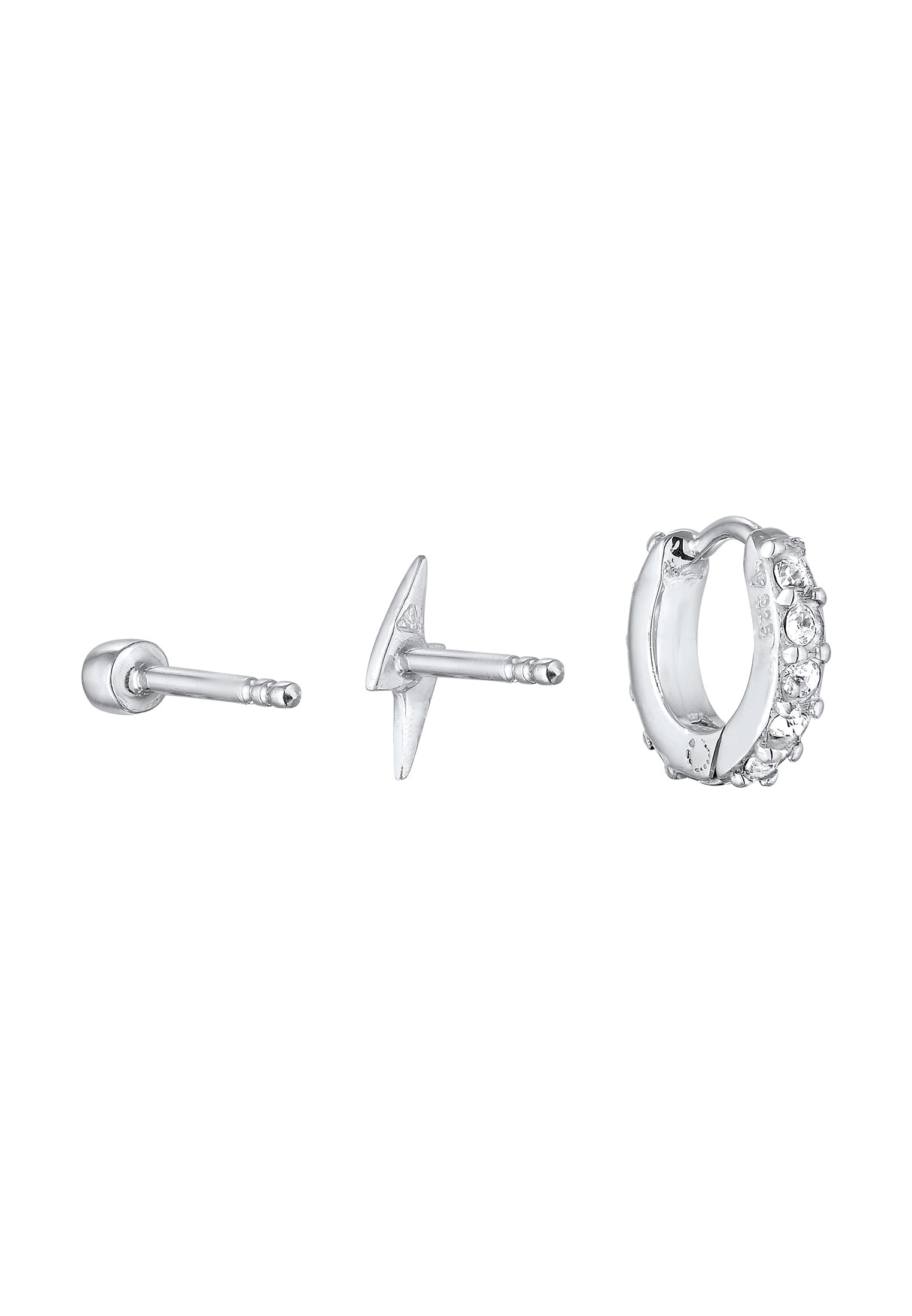Elli Piercing-Set »Ohrringe Blitz Creole 3er Set 925 Silber, mit Kristallen von Swarovski®«