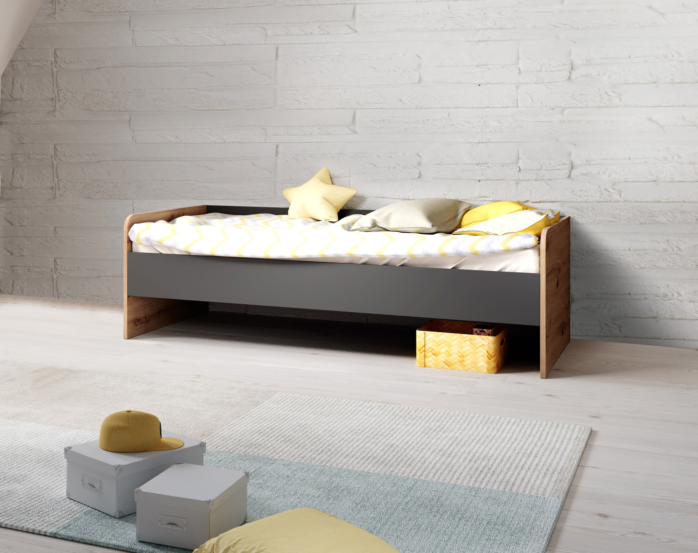 Begabino Bettgestell »Karla Einzelbett, Jugendbett«, 90x200 cm, Bett in 3 Farbausführungen
