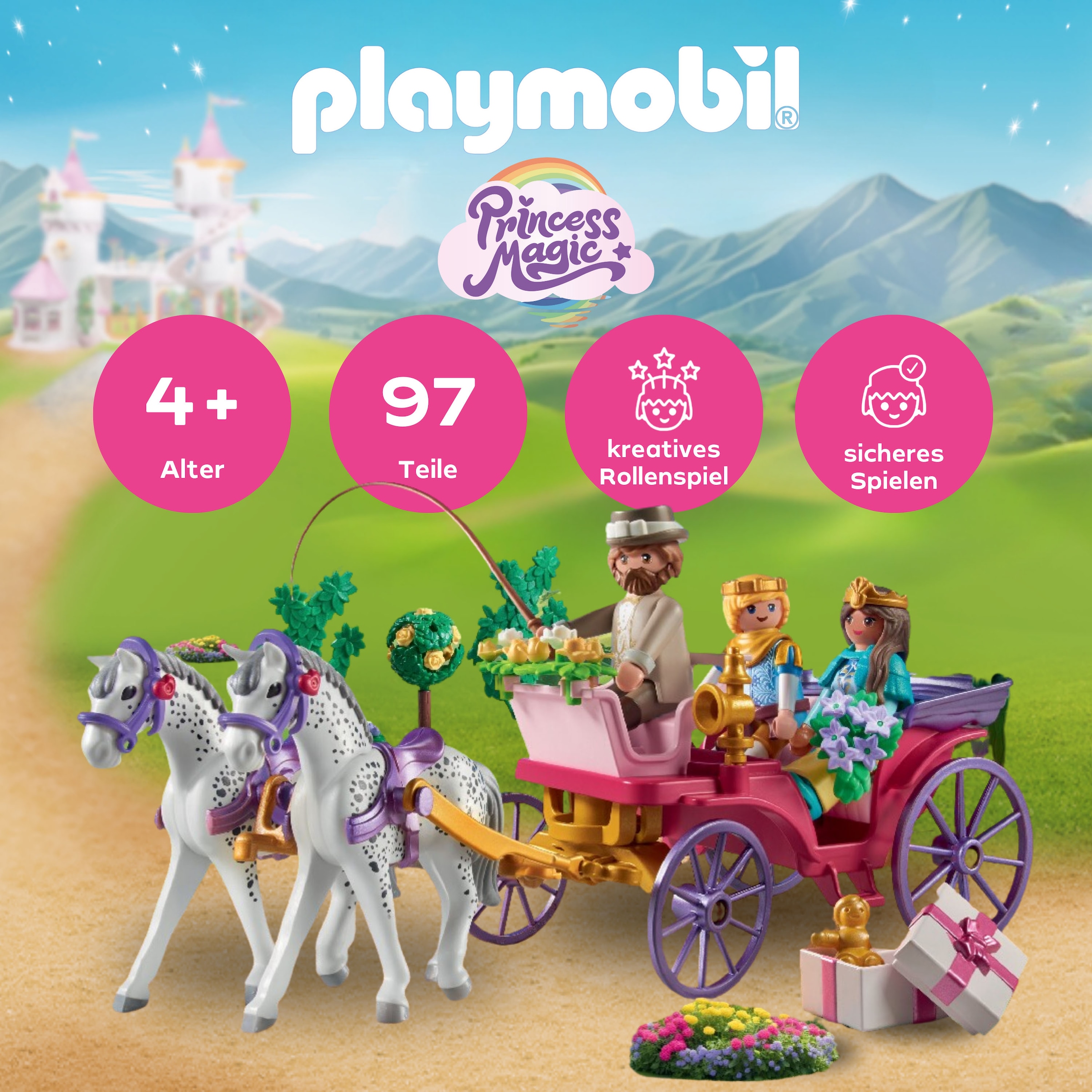 Playmobil® Konstruktions-Spielset »Kutschfahrt mit Prinzessin und Prinz (71846), Playmobil Princess Magic« Made in Europe