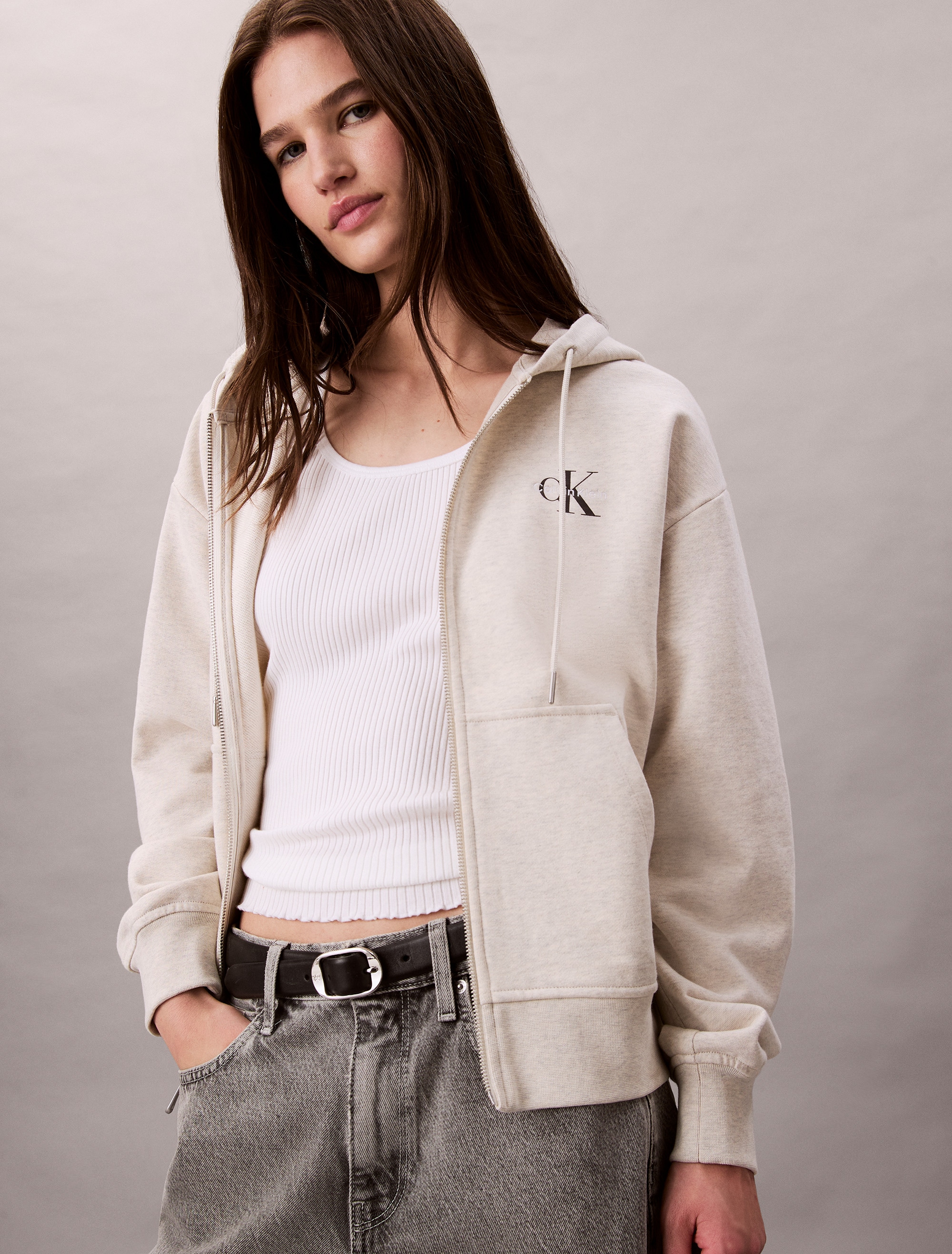 Calvin Klein Jeans Sweatjacke »MNLG FRNCH TRRY FZ B«, Mit Rundhalsausschnitt