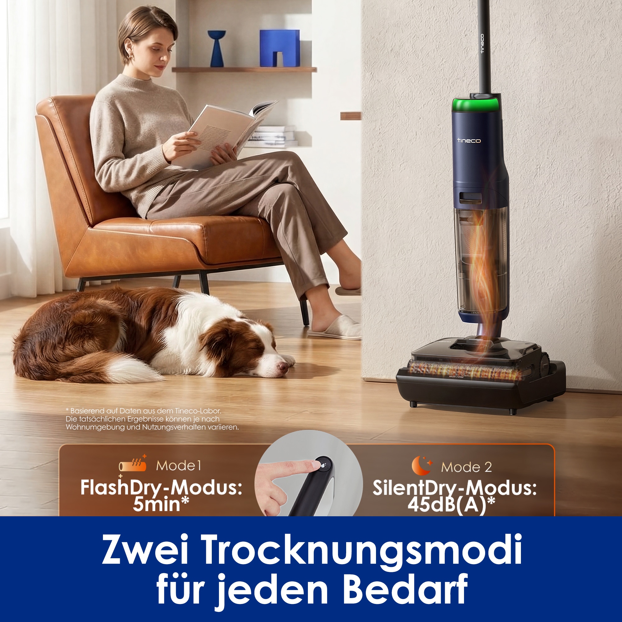 Tineco Nass-Trocken-Sauger »FLOOR ONE S7 Max, 25.000pa Saugleistung, 85° Grad Heißluft-Trocknung« 65 Min Akku, 180° Grad Neigung, automatischer Antrieb, Anti-Tangle