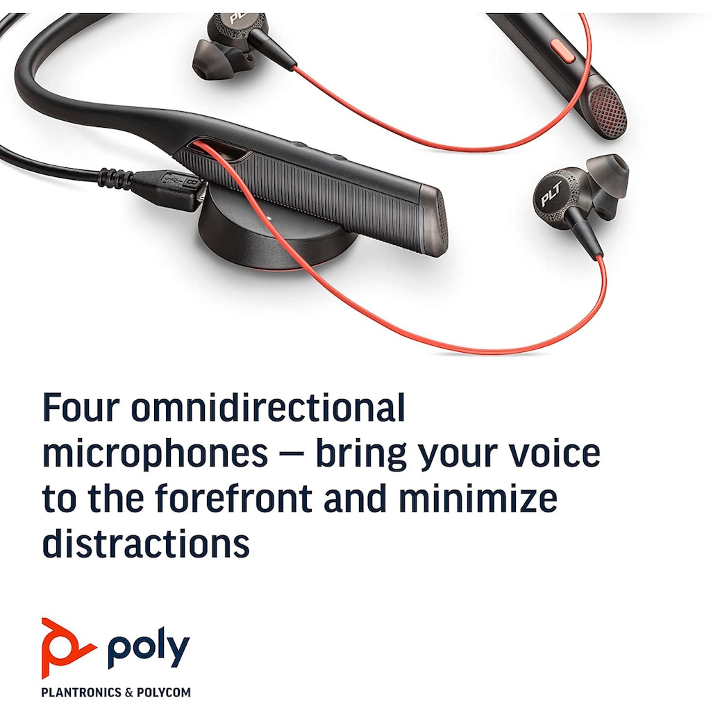 Poly Wireless-Headset »Voyager 6200 UC«, A2DP Bluetooth (Advanced Audio Distribution Profile)-AVRCP Bluetooth (Audio Video Remote Control Profile)-HFP-HSP, Active Noise Cancelling (ANC)