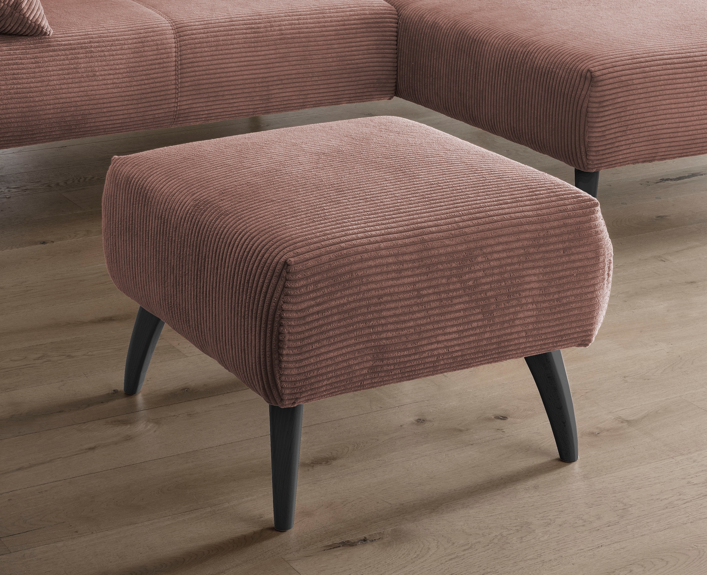 Home affaire Polsterhocker »Colori« Holzfußfarbe wählbar, verschiedene Stoffe, hochwertige Stoffqualität