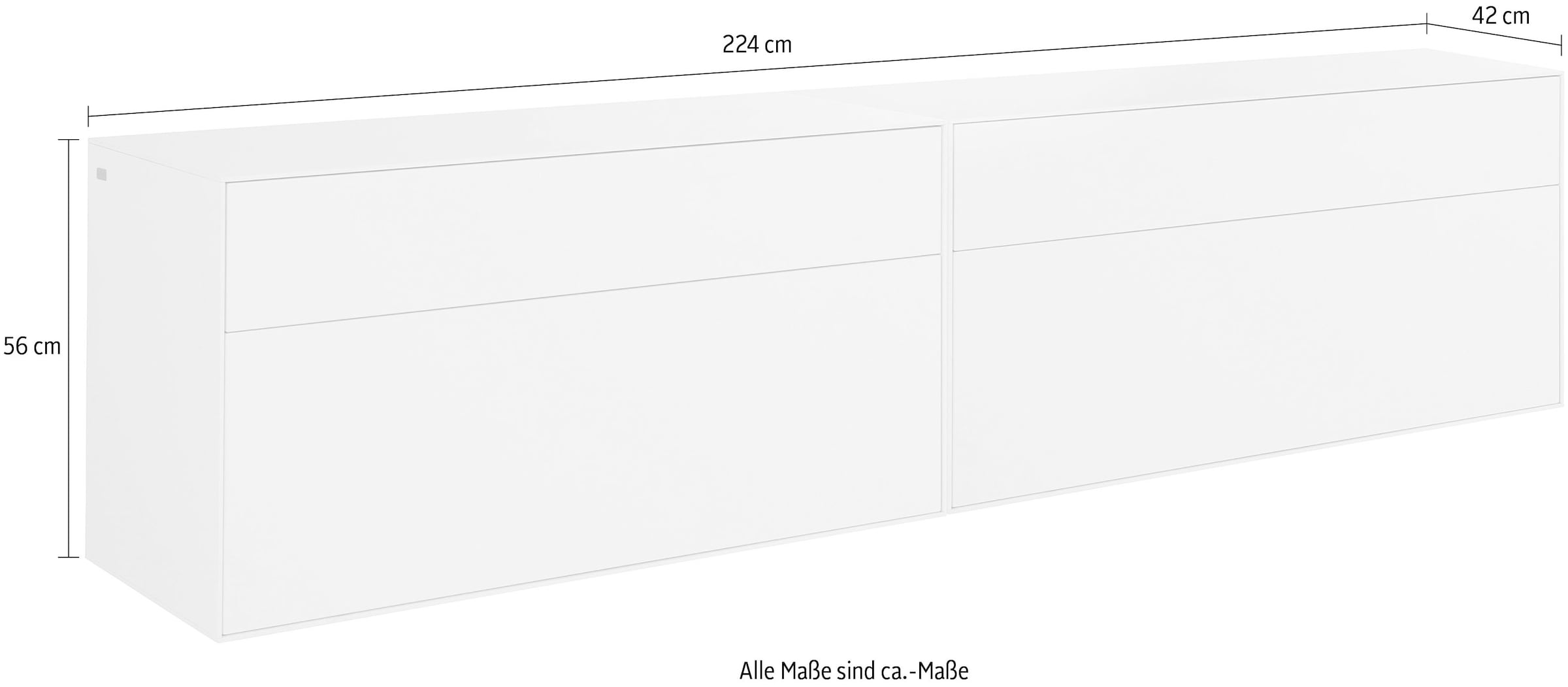 LeGer Home by Lena Gercke Lowboard »Essentials«, (2 St.), Breite: 224cm, MDF lackiert, Push-to-open-Funktion