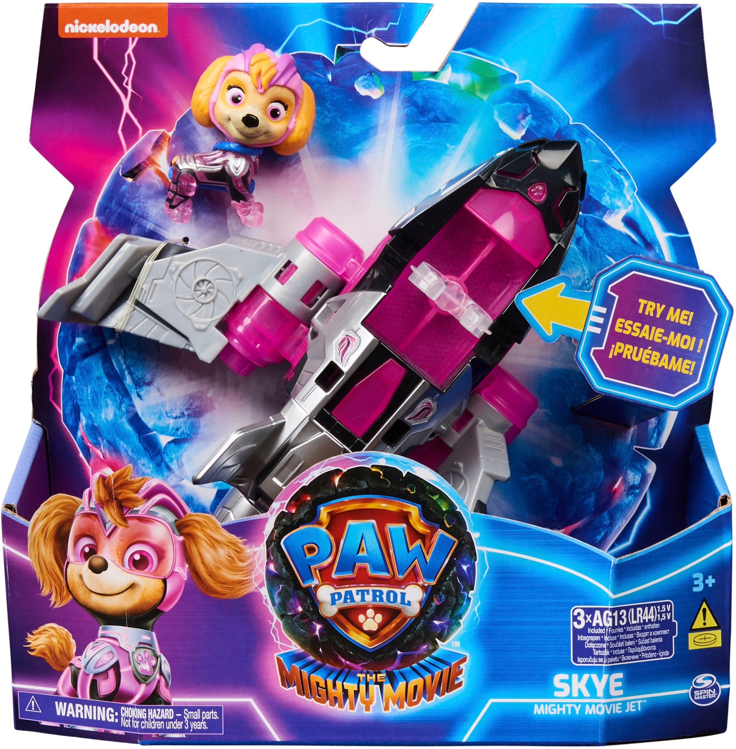 Spin Master Spielzeug-Auto »Paw Patrol - Movie II - Basic Themed Vehicles Skye«, Flugzeug mit Welpenfigur, Licht- und Soundeffekt