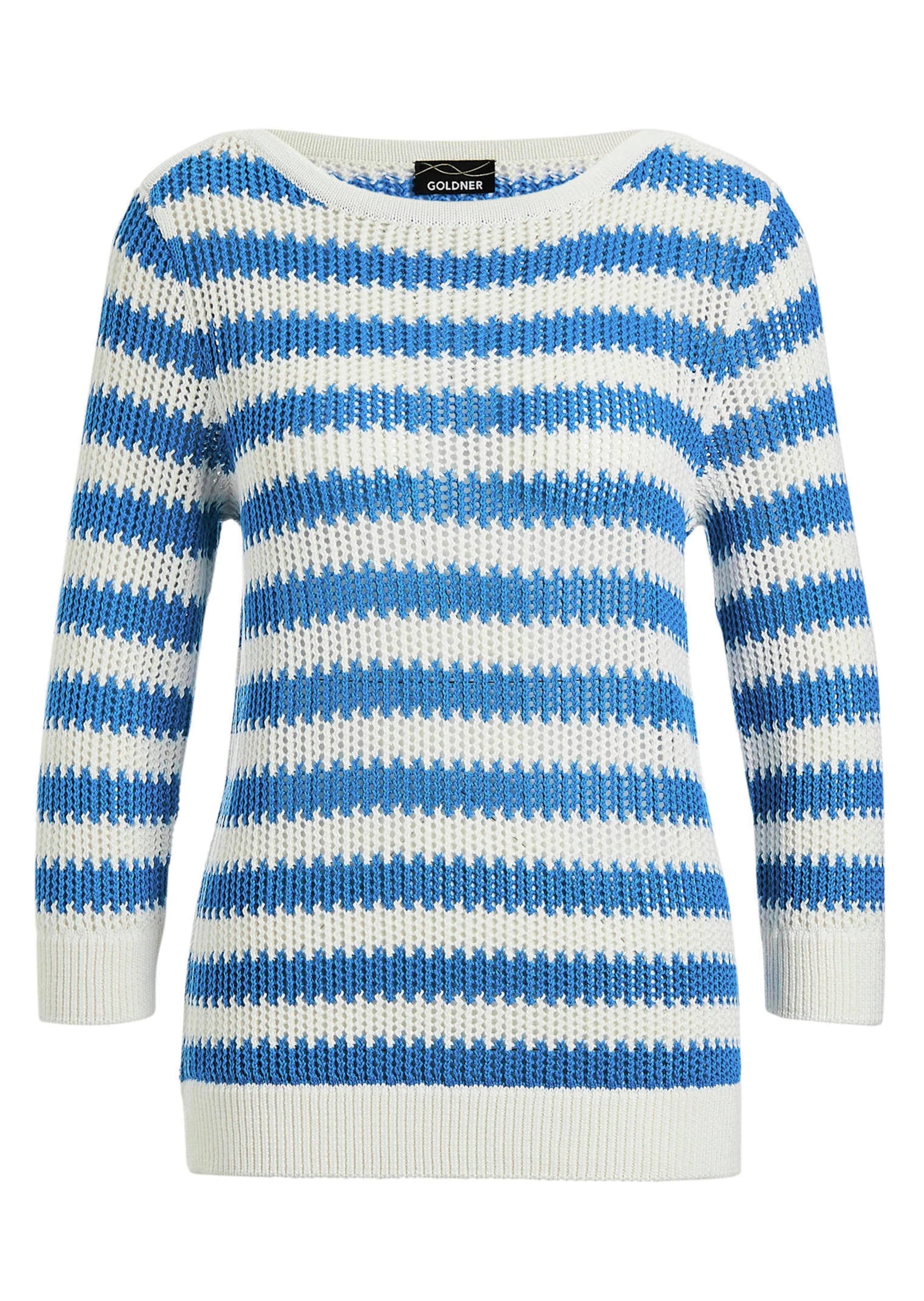 GOLDNER Strickpullover »Halbarm Streifenstrick-Pullover« Rippenbündchen