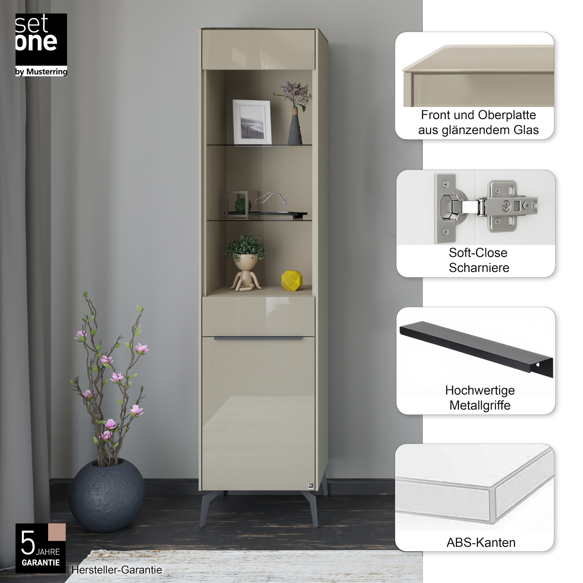 set one by Musterring Standvitrine »Reno« 1 Stk. tlg. Mit Winkelfuß in diversen Farben, 200 cm Höhe & Farbauswahl