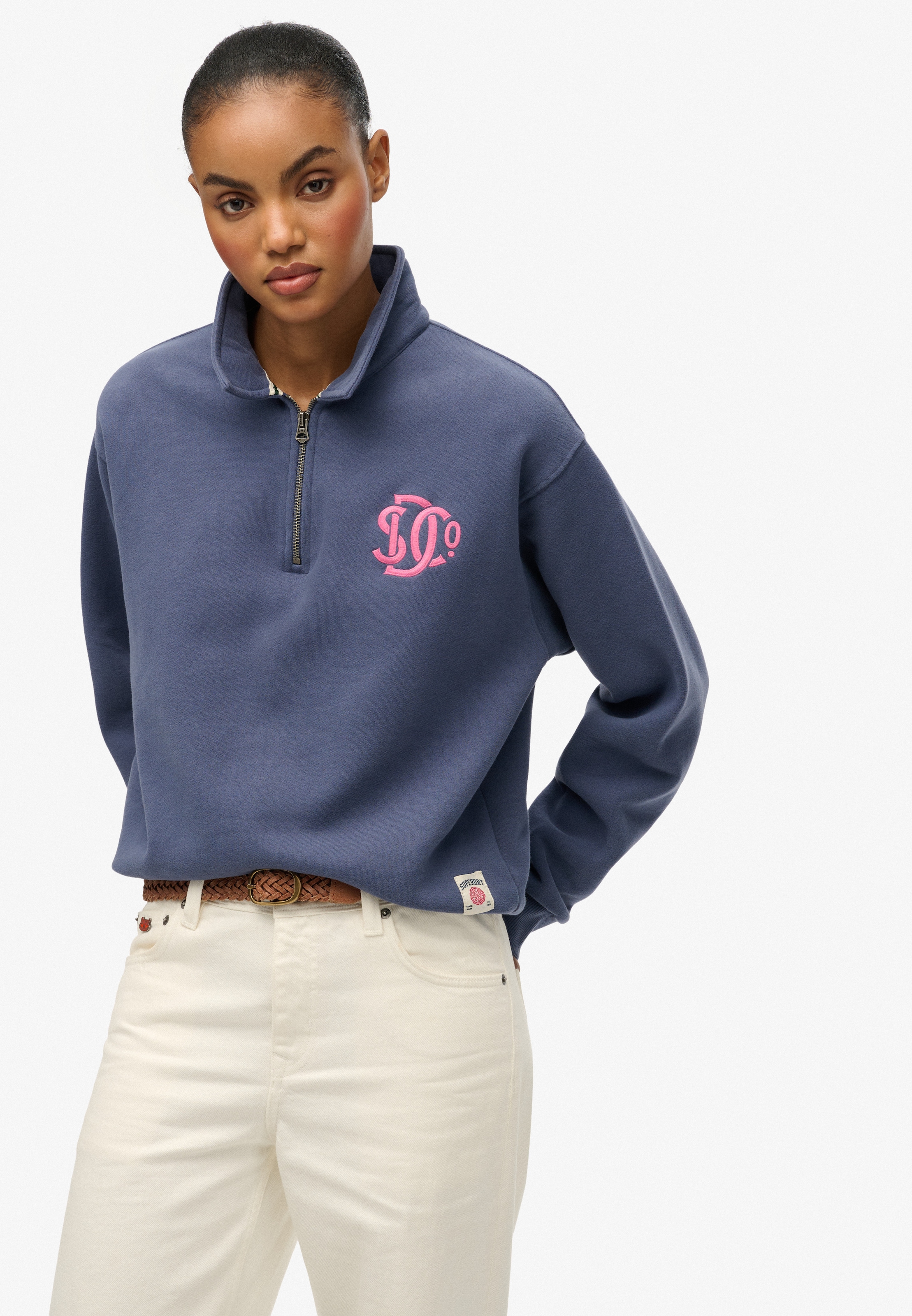 Superdry Sweatshirt »SD&CO NEON COLLARED HALF ZIP«, mit Reißverschluss, aus Baumwolle und Polyester, Loose Fit

