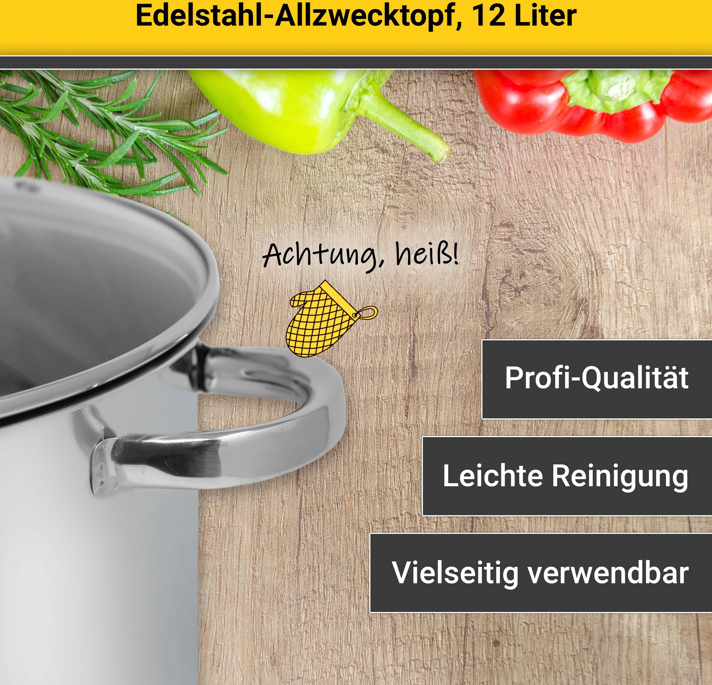 Krüger Kochtopf, Edelstahl, für Induktions-Kochfelder geeignet