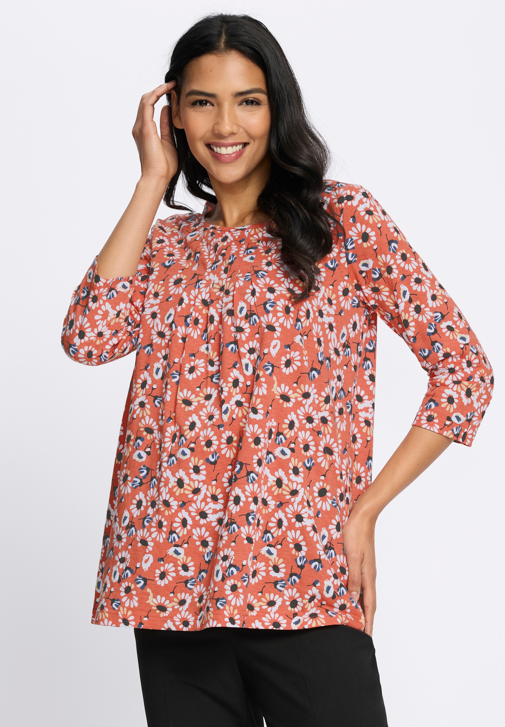 Sieh an! Longshirt »Longshirt Longshirt im Blüten-Dessin«