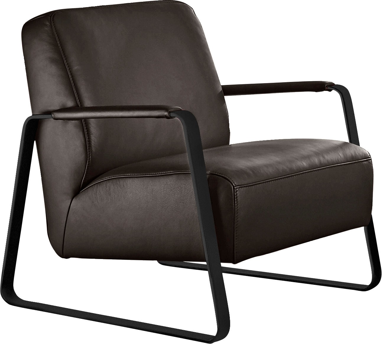 W.SCHILLIG Cocktailsessel »quadroo Loungesessel,«, mit bezogenen Armlehnen, Gestell in Schwarz pulverbeschichtet