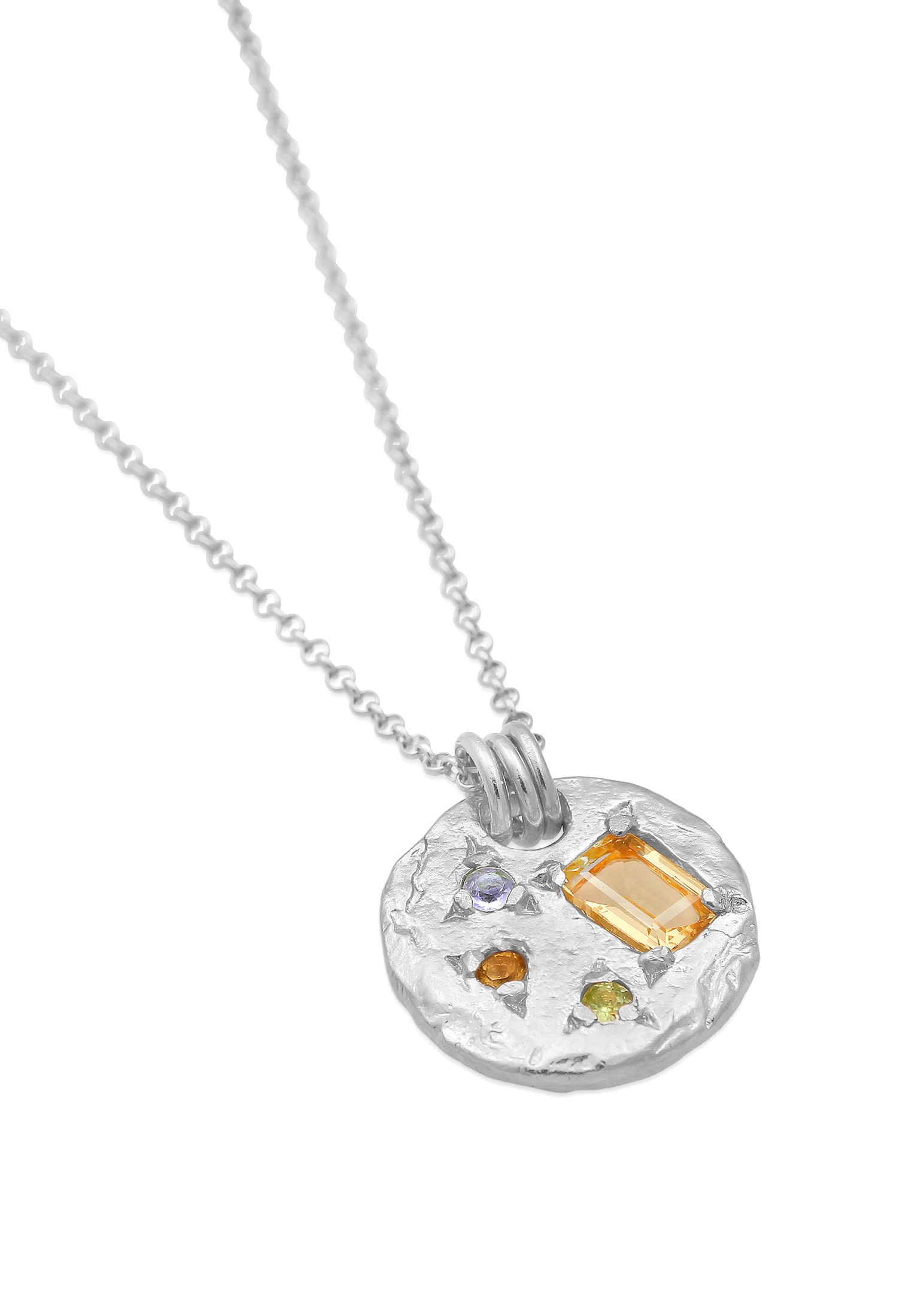 HAZE & GLORY Kette mit Anhänger »Halskette Münze Iolith Granat - Jagger 925 Silber«