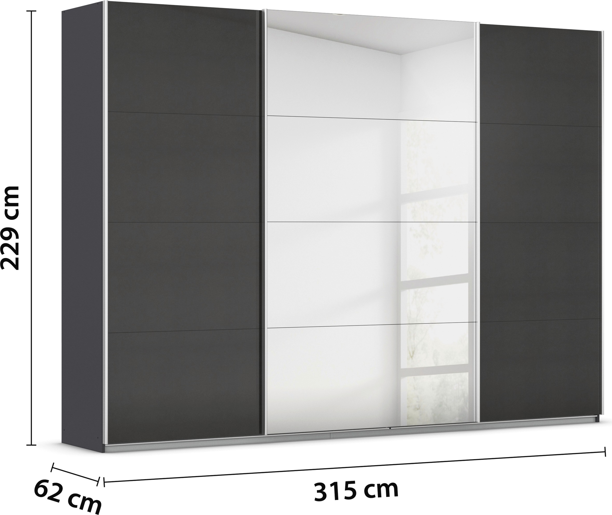 rauch Schwebetürenschrank »Kleiderschrank Schrank Garderobe AGORDO«, Top Innenausstattung, in 4 Breiten und 2 Höhen MADE IN GERMANY