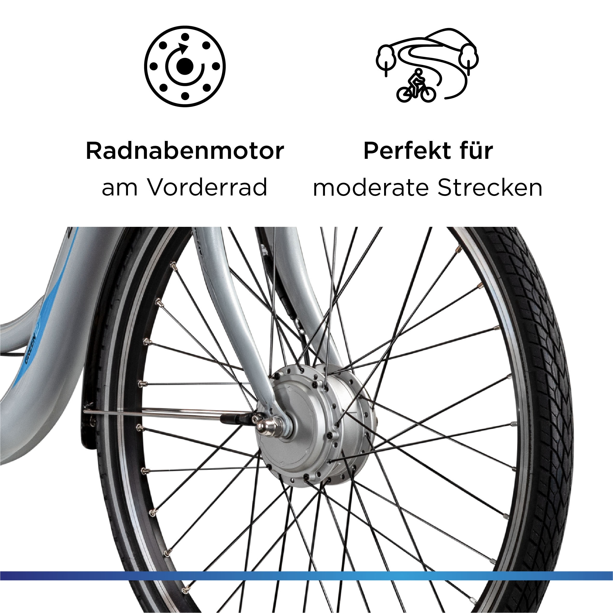 Zündapp »Green 2.7« 3 Gang Nabenschaltung Frontmotor 250 W Pedelec, Elektrofahrrad für Damen u. Herren