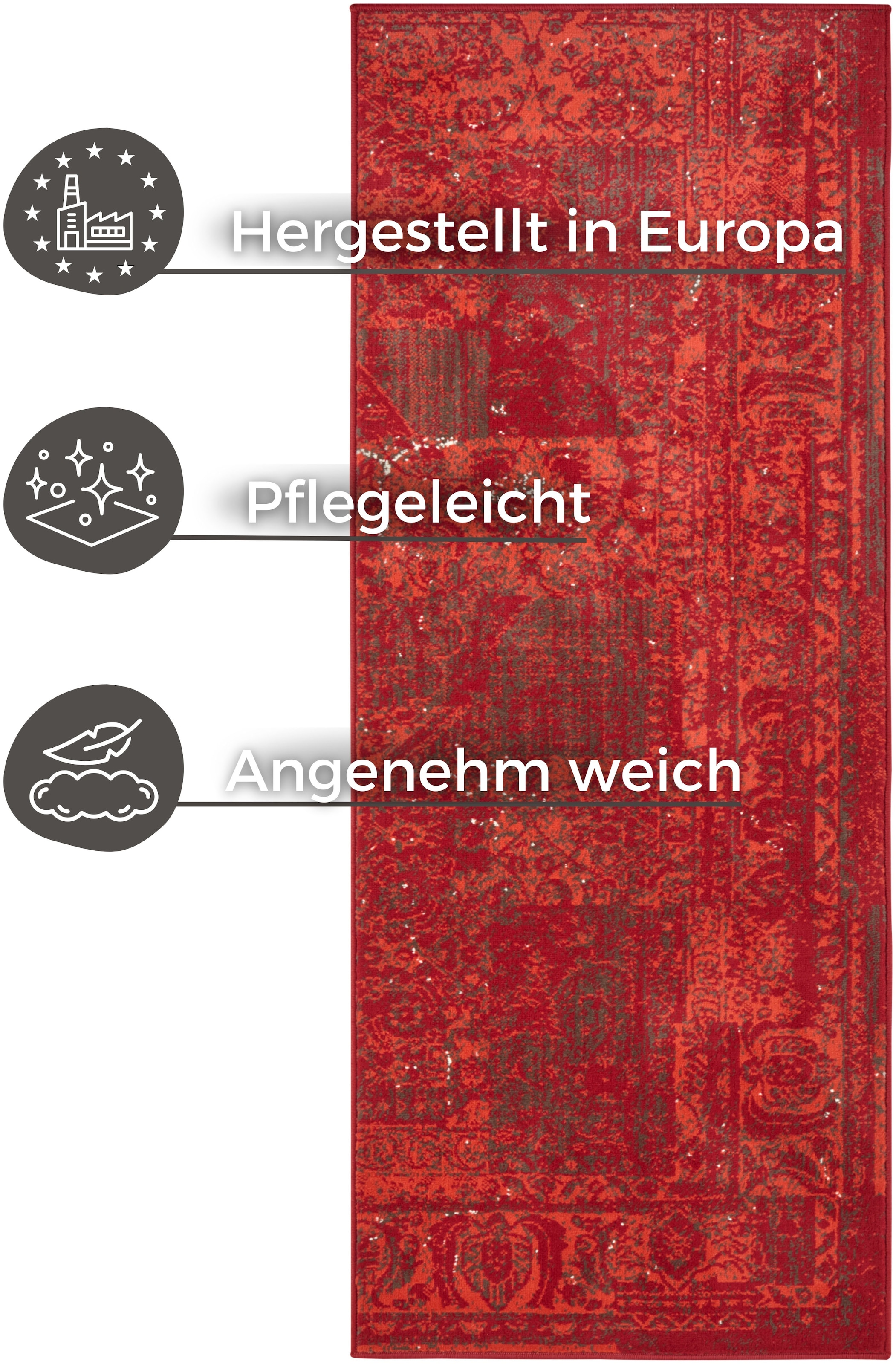 HANSE Home Läufer »Plume« rechteckig 9 mm Höhe Kurzflor, Used-Look, Teppich, Vintage, Esszimmer, Wohnzimmer, Flur