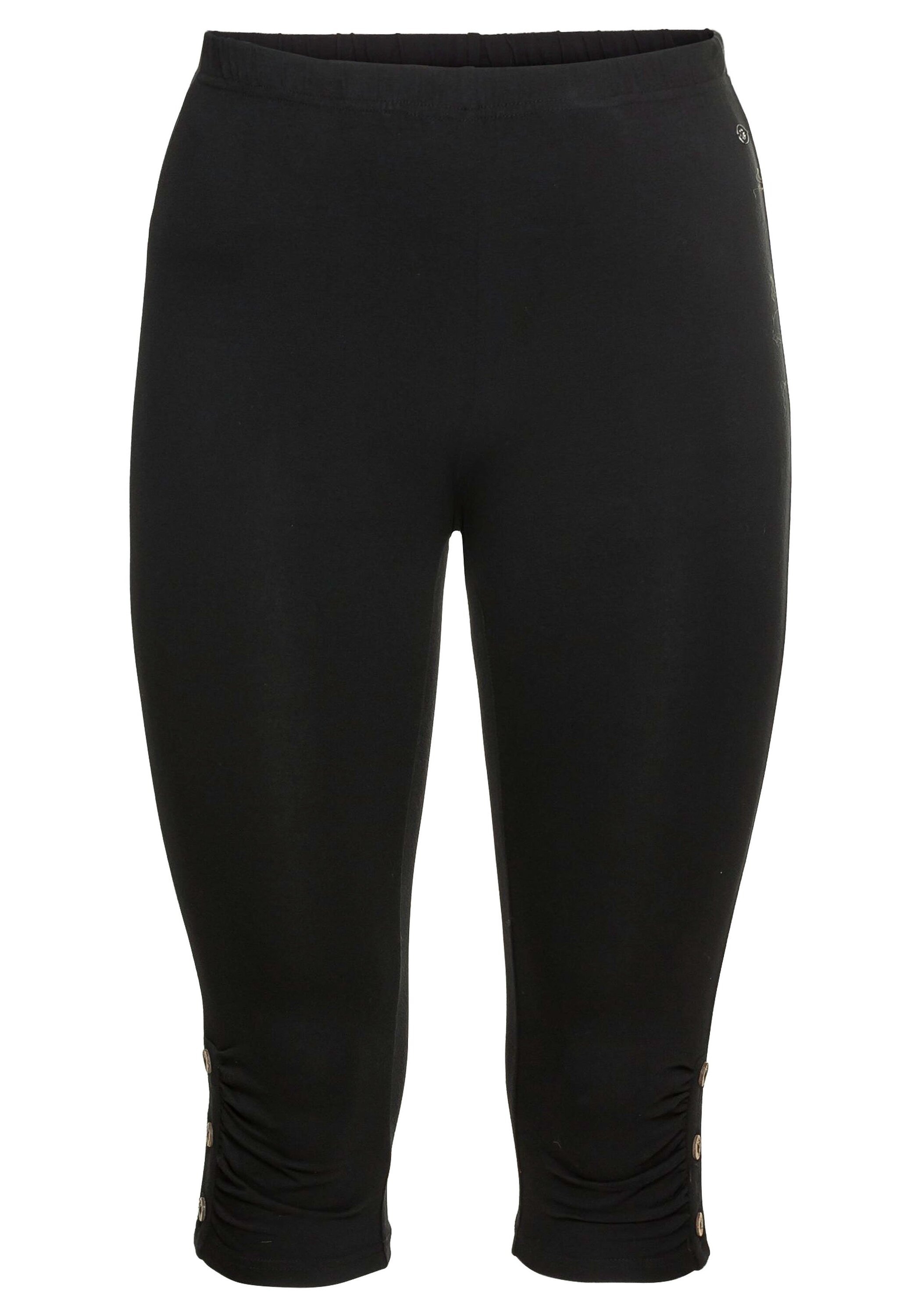 Sheego Leggings »Leggings mit Raffung und Deko-Knöpfen am Saum«