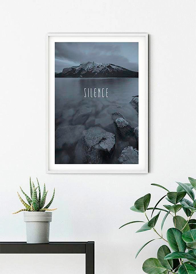 Komar Poster »Word Lake Silence Steel«, Natur, (1 St.), Kinderzimmer, Schlafzimmer, Wohnzimmer