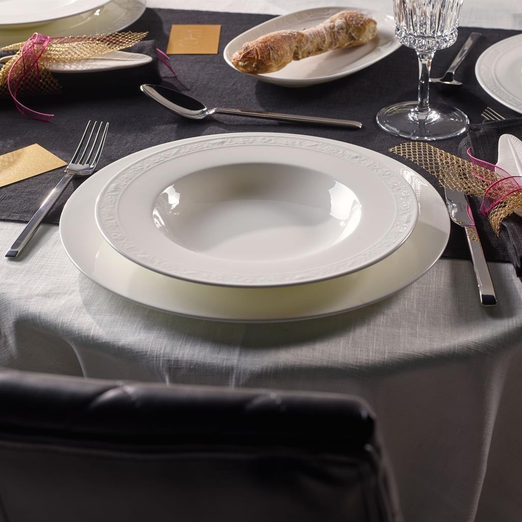 Villeroy & Boch Geschirr-Set »Tafelservice White Pearl 12er Set weiß« Spülmaschinengeeignet, Mikrowellenfest
