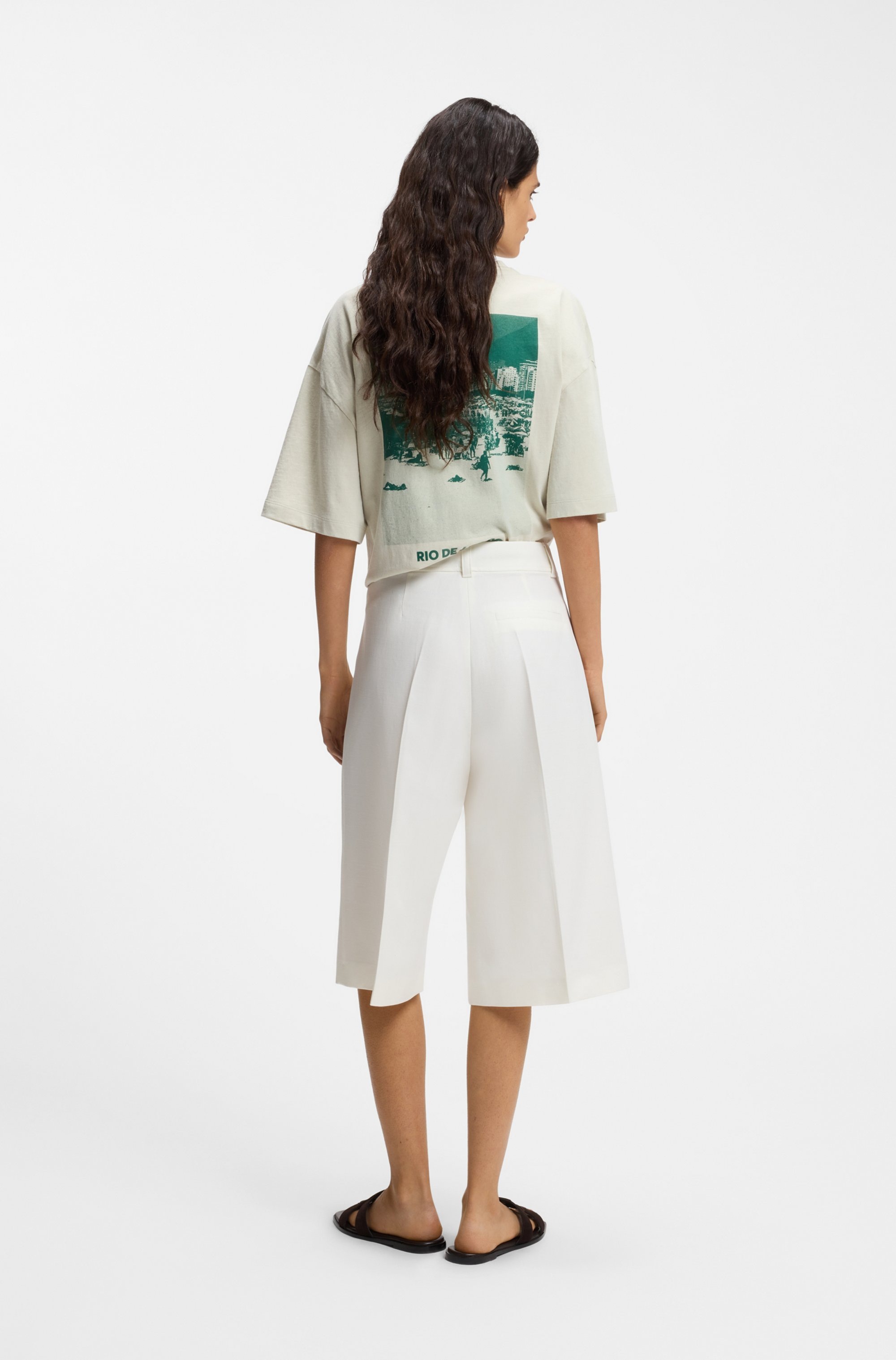 BOSS ORANGE Bermudas »Talarina Premium Damenmode«  aus softem Baumwoll-Leinen-Mix