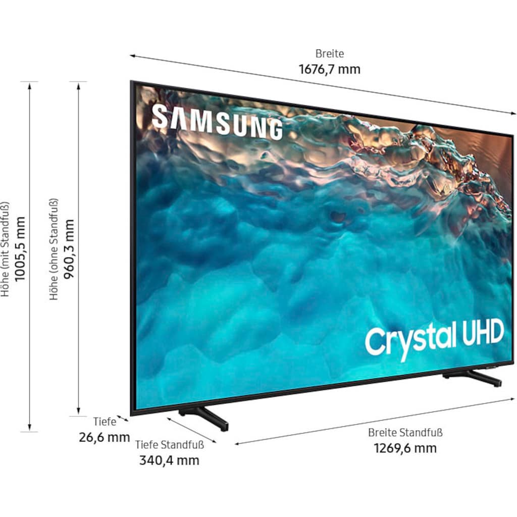 Samsung LED-Fernseher »75" Crystal UHD 4K BU8079 (2022)«, 189 cm/75 Zoll, 4K Ultra HD, Smart-TV