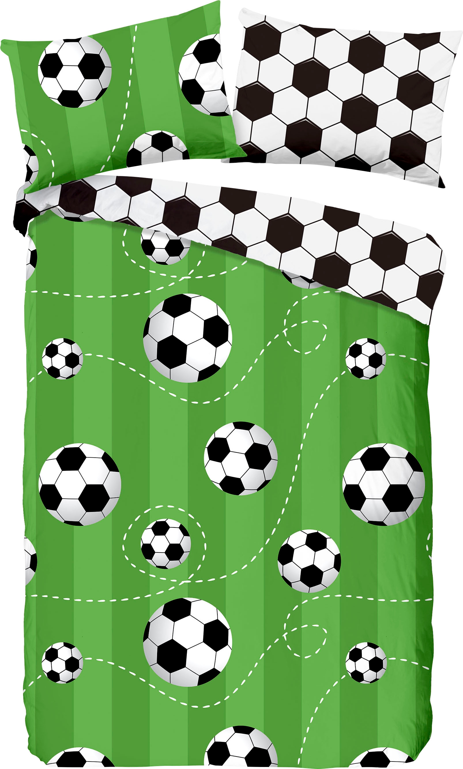 Kinderbettwäsche »Soccer«, (2 tlg.), 100% Baumwolle