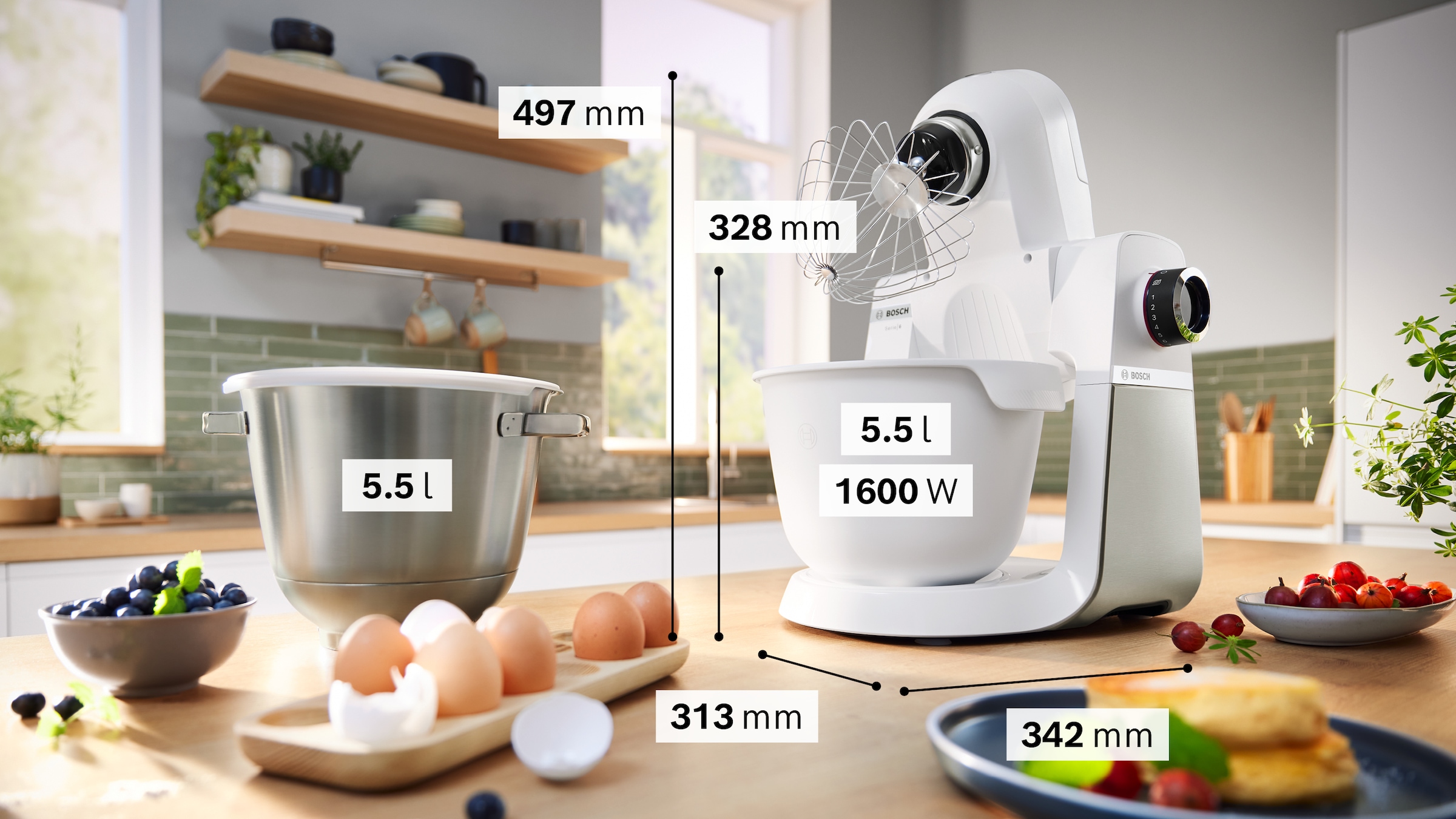 BOSCH Küchenmaschine »MUMS6EW18«, 7 Stufen, Knethaken/Rühr-/Silikonbesen, spülm.fest, Schüssel BPA-frei