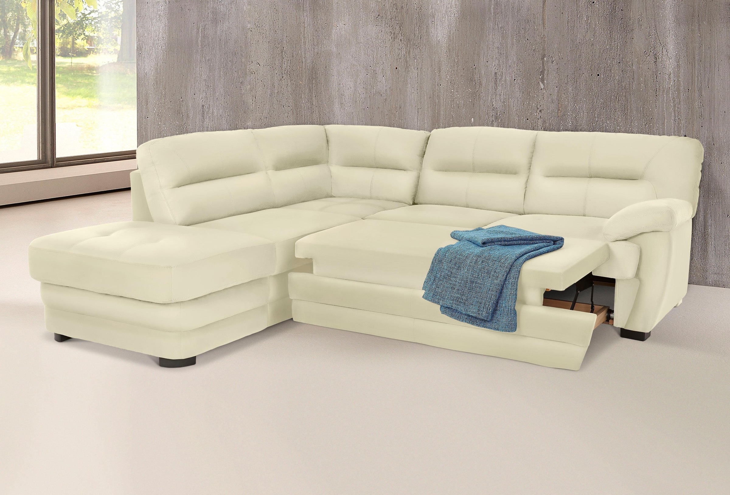 COTTA Polstergarnitur »Royale L-Form«, (Set), Set bestehend aus: Ecksofa & Hocker