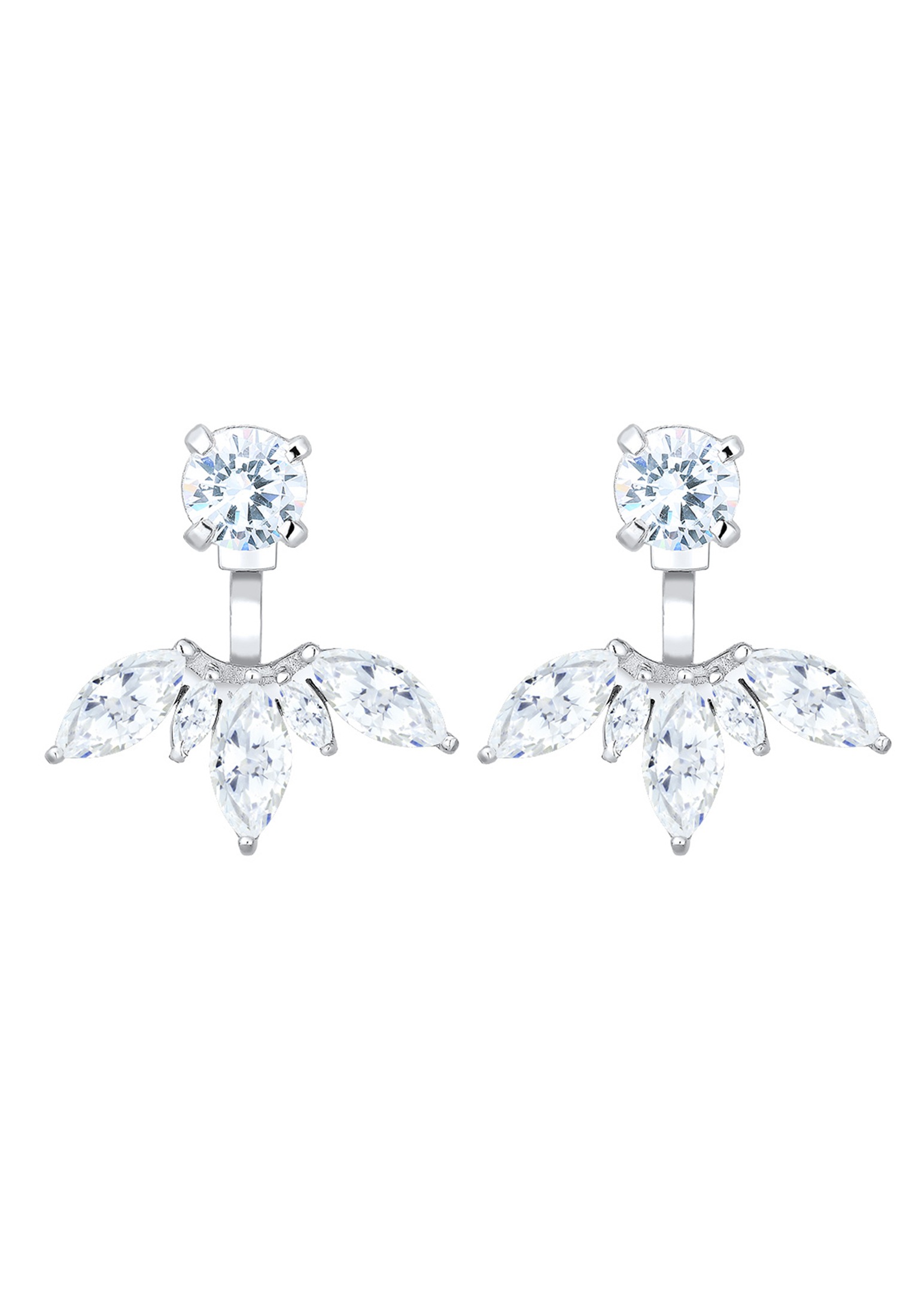 Elli Paar Ohrhänger »Ohrringe Floral Ear Jackets Zirkonia Weiß 925 Sterling Silber«