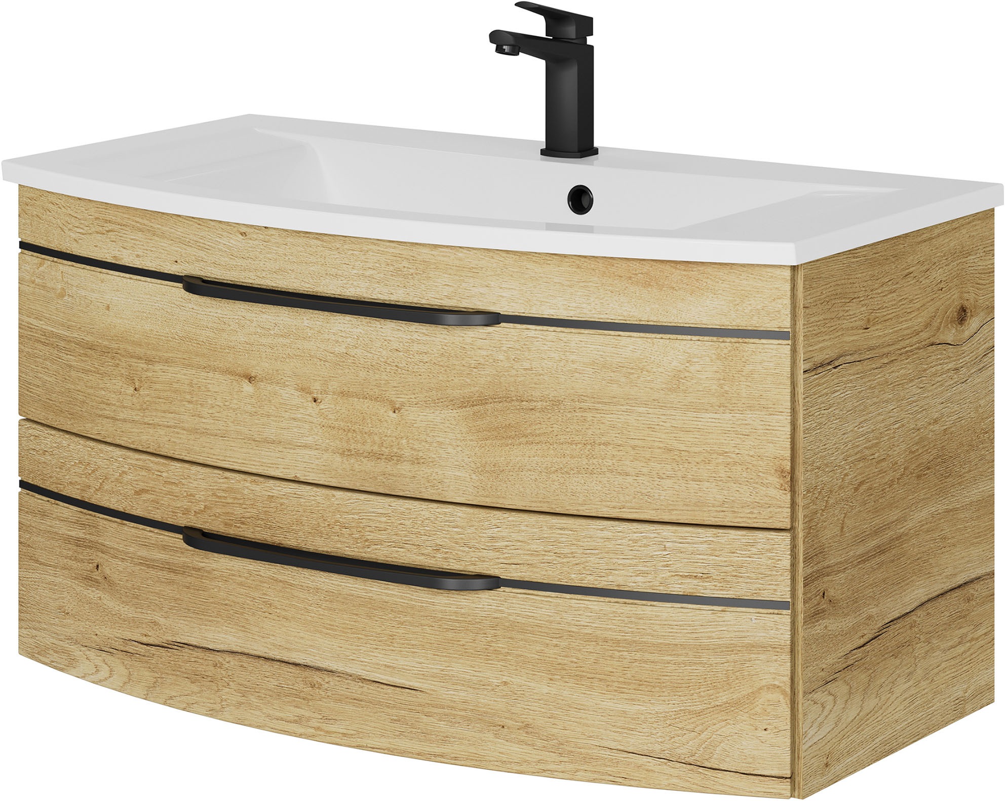 Saphir Waschtisch "Serie 7045 Mineralmarmor-Waschtisch und Unterschrank, 91 cm breit" Waschplatz mit 2 Schubladen, Badmöbel Set mit Waschtisch