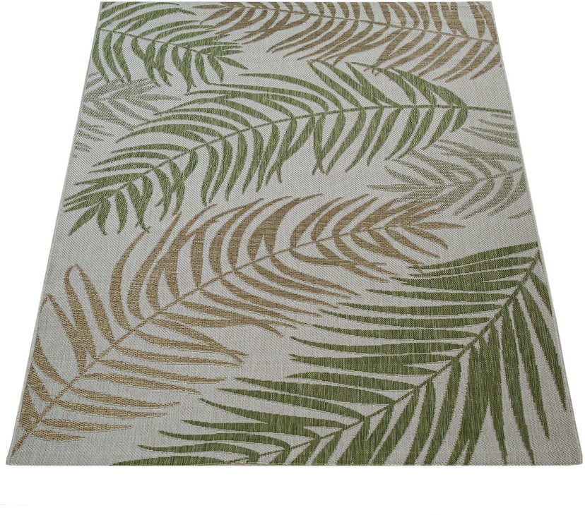 carpetfine Teppich online 104«, Palmenblätter, Effekt Flachgewebe, rund, Hoch-Tief Motiv- kaufen robustes Floral »Deja