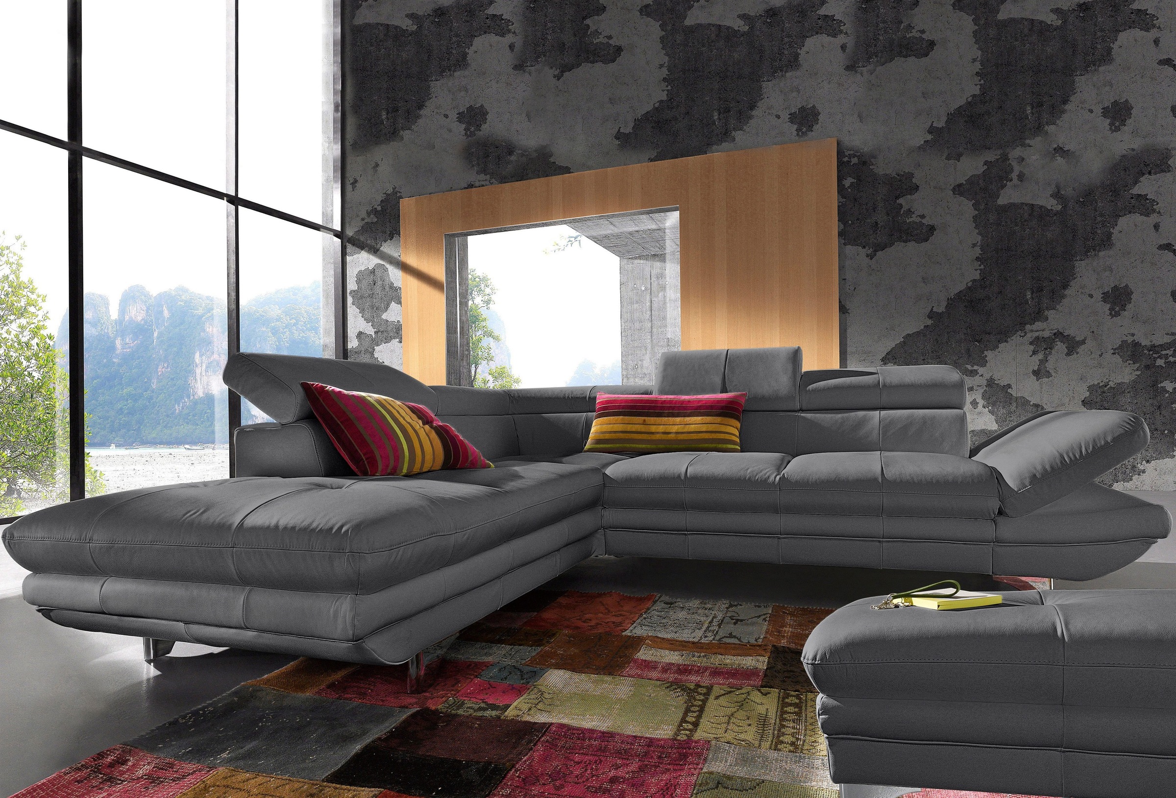 COTTA Polstergarnitur »Enterprise L-Form«, (Set), Set bestehend aus: Ecksofa mit Arm- & Kopfteilverstellung & Hocker