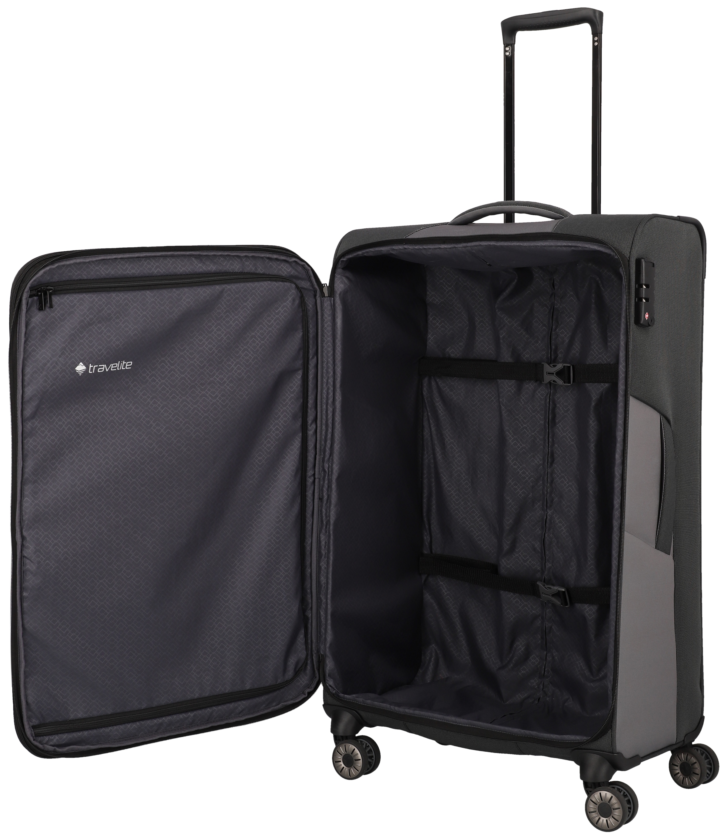 travelite Trolleyset »VIIA S/M/L und Reisetasche« Kofferset Reisegepäck mit erweiterbarem Volumen und TSA Schloss