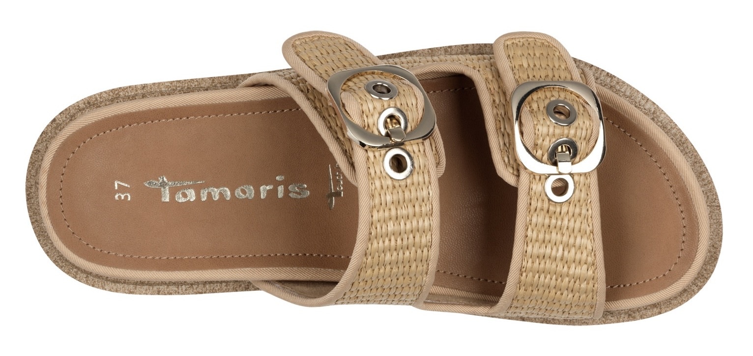 Tamaris Pantolette  , Plateau, Sommerschuh, Schlappen mit verstellbaren Schnallen