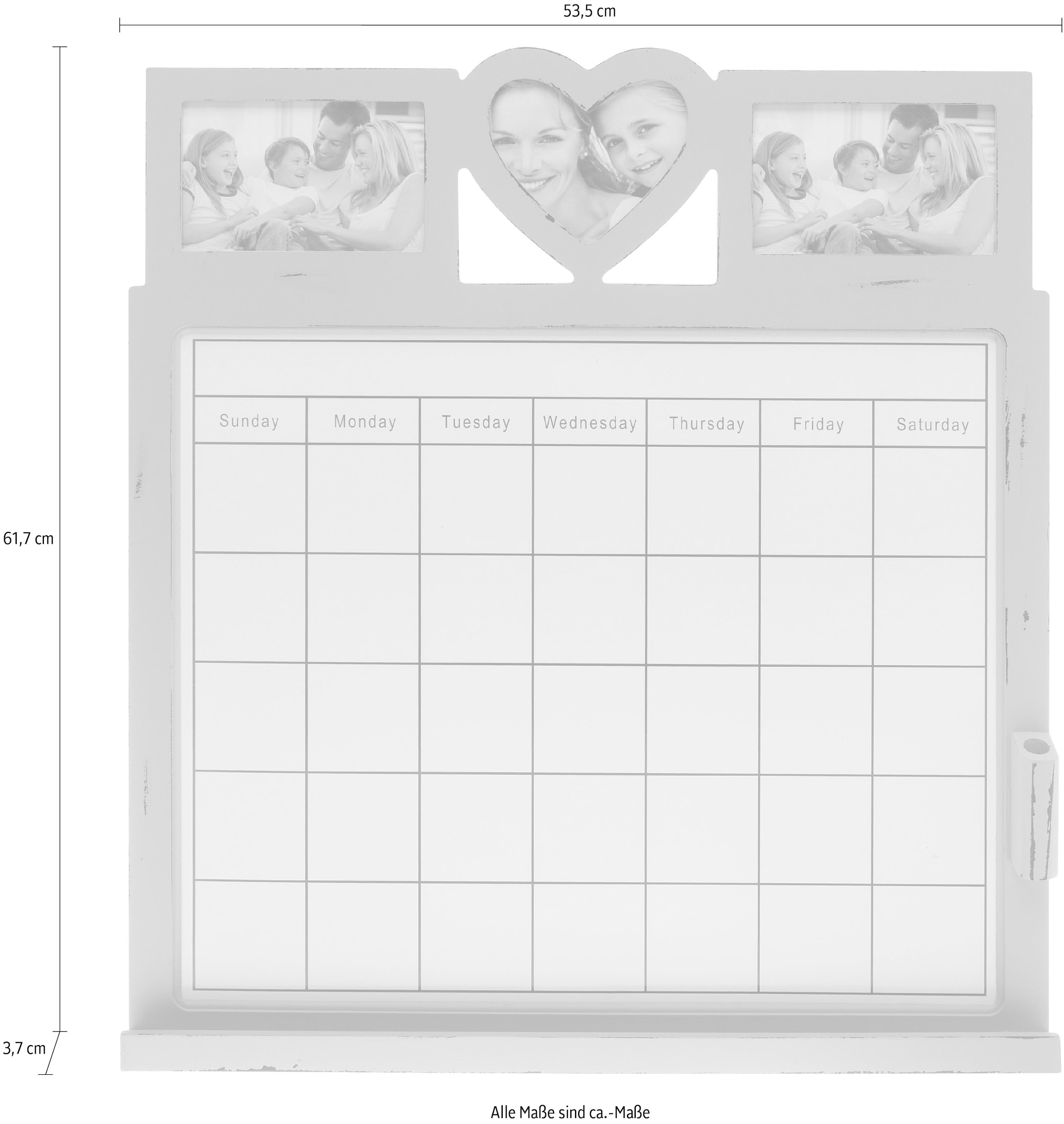 Myflair Möbel & Accessoires Wochenplan »Aada, grau«, mit 3er Fotorahmen