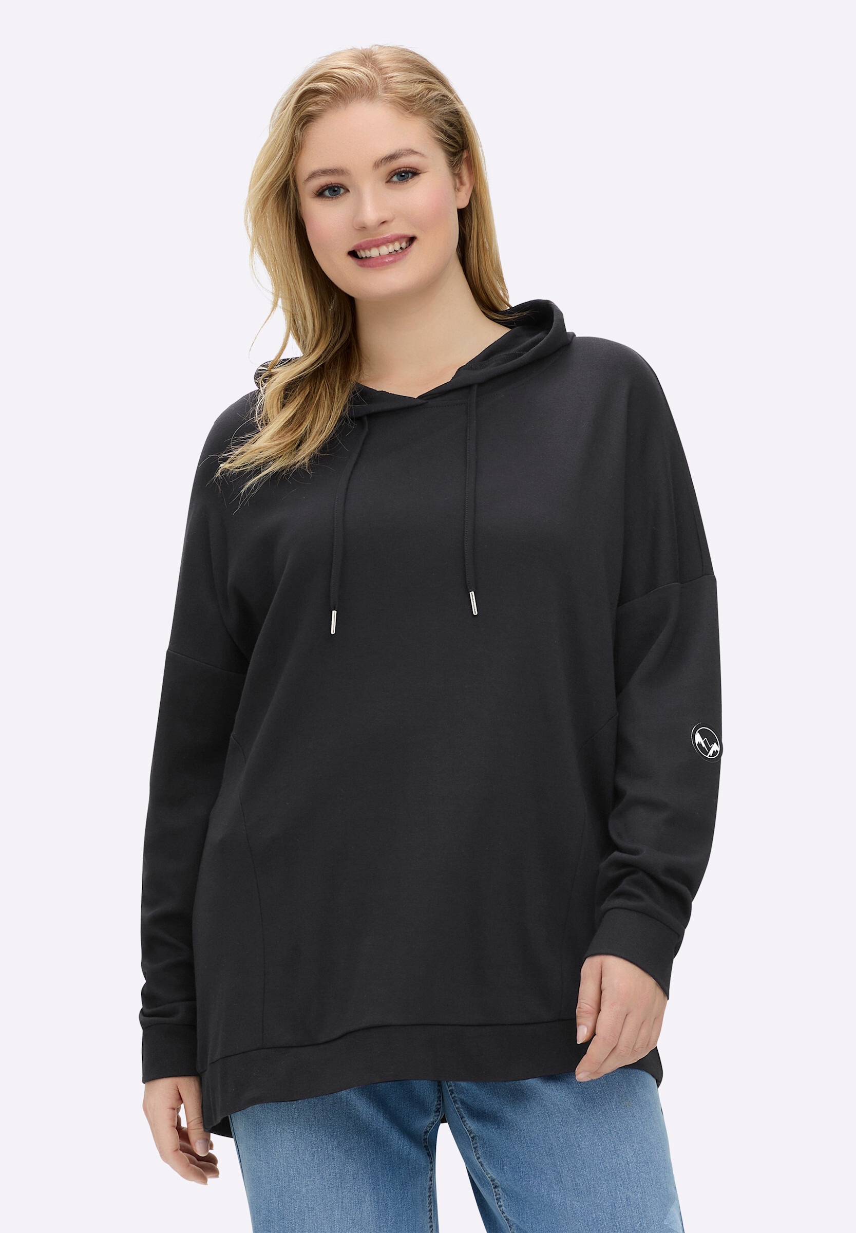 Sheego Sweatshirt »Sweatshirt Kapuzensweatshirt mit Rippbündchen«
