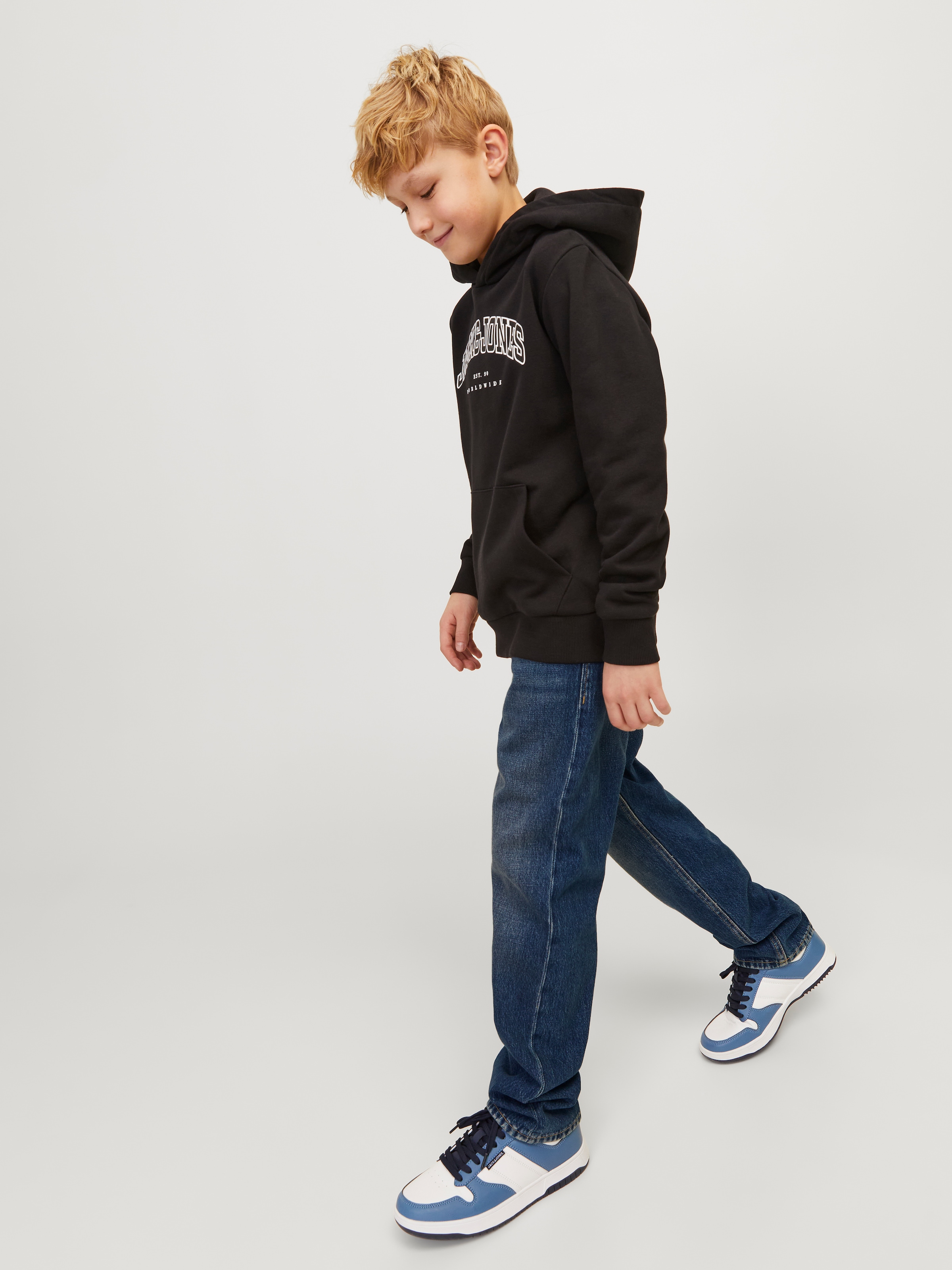 Jack & Jones Junior Loose-fit-Jeans »JJICHRIS robust, pflegeleicht, stylisch«, Abriebeffekte, modisch, loose fit, Denim
