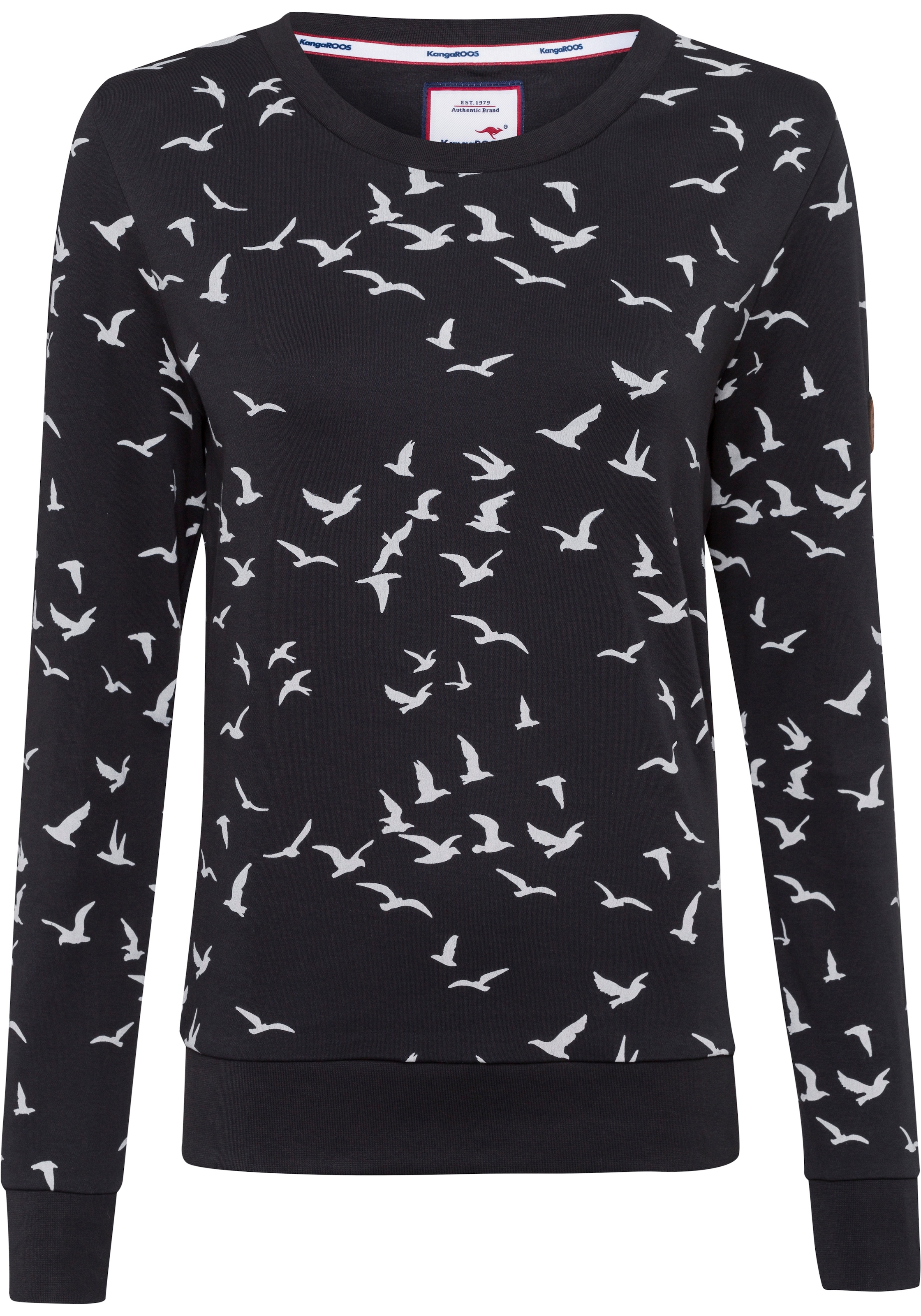 KangaROOS Sweatshirt, Langarm, figurumspielender Schnitt, bedruckt, Rundhalsausschnitt