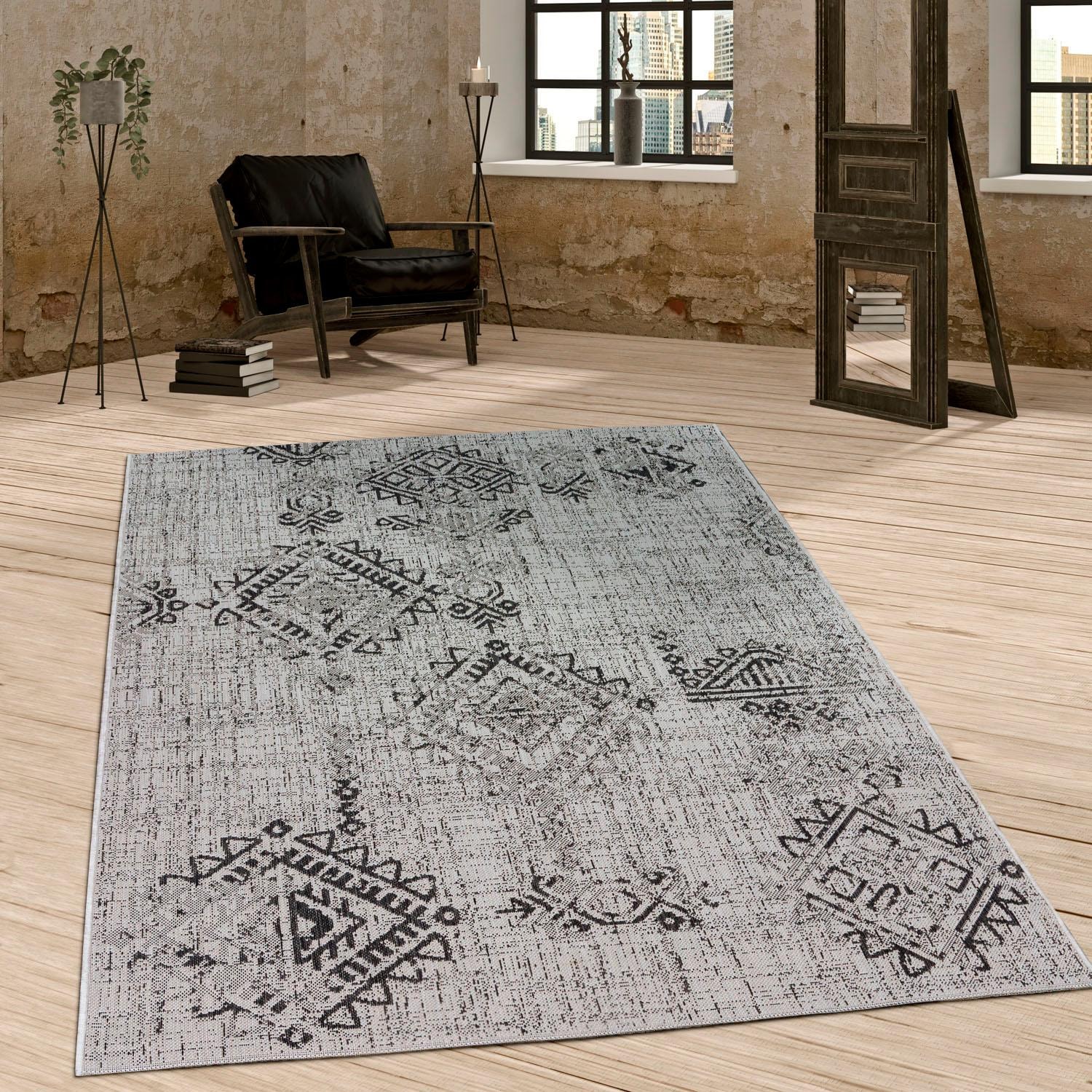 Paco Home Läufer »Coco 204«, rechteckig, 5 mm Höhe, Teppich-Läufer, Rauten Muster, Vintage Design, Outdoor geeignet