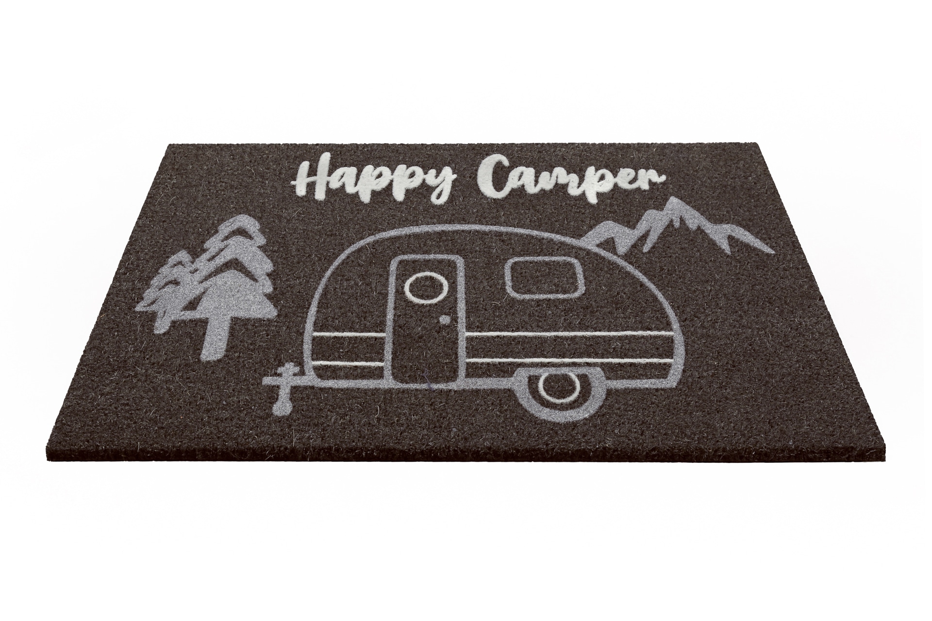 Wecon home Fußmatte »Happy Camper«, rechteckig, 18 mm Höhe, rutschfest, robust, innen, Außenbereiche überdacht, schwer