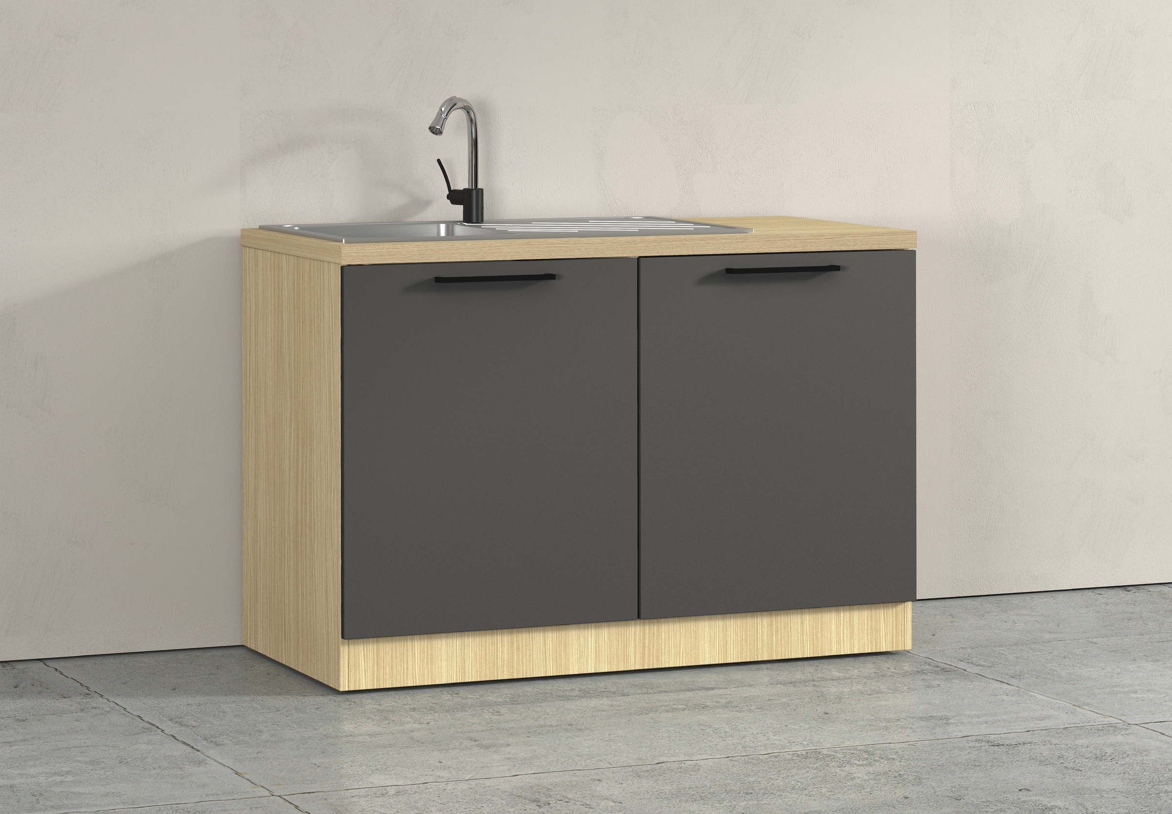 KOCHSTATION Spülenschrank »Luna, Unterschrank für Spüle, Küchenspülenschrank, Made in  Italy« B/T/H: 120×60×85 cm, inklusive Einbauspüle und Siphon