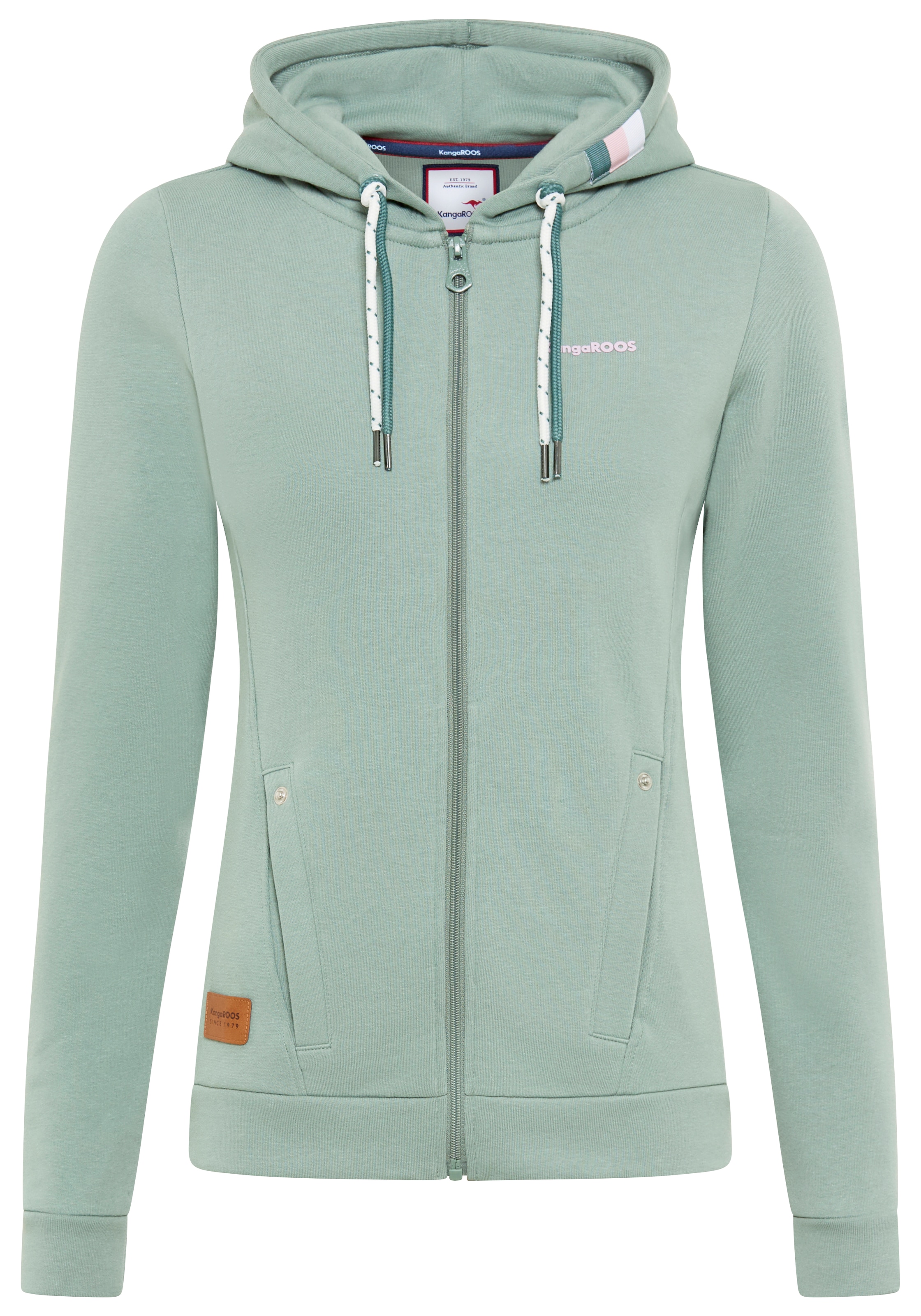 KangaROOS Kapuzensweatjacke mit Kapuze und Kordelzug, aus Baumwolle und Polyester